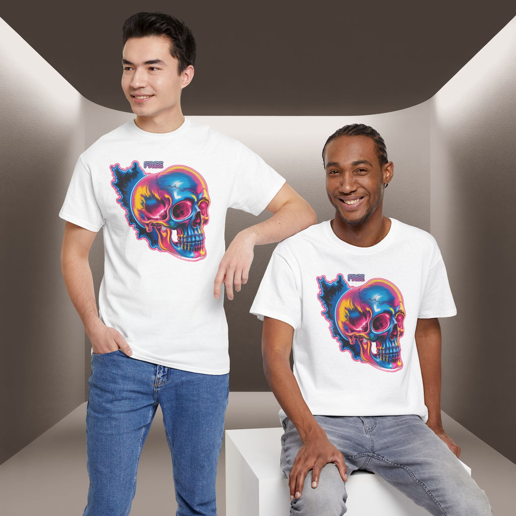 Neon Skull in Iran's map shape T-Shirt — Premium Quality
