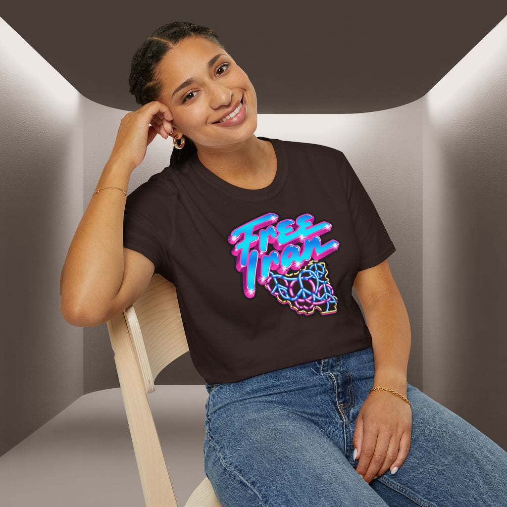 Free Flow California T-Shirt — Retro Neon Peace Sign Graphic