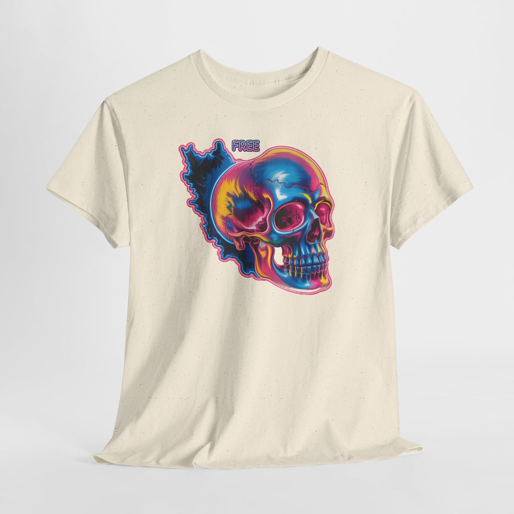 Neon Skull in Iran's map shape T-Shirt — Premium Quality