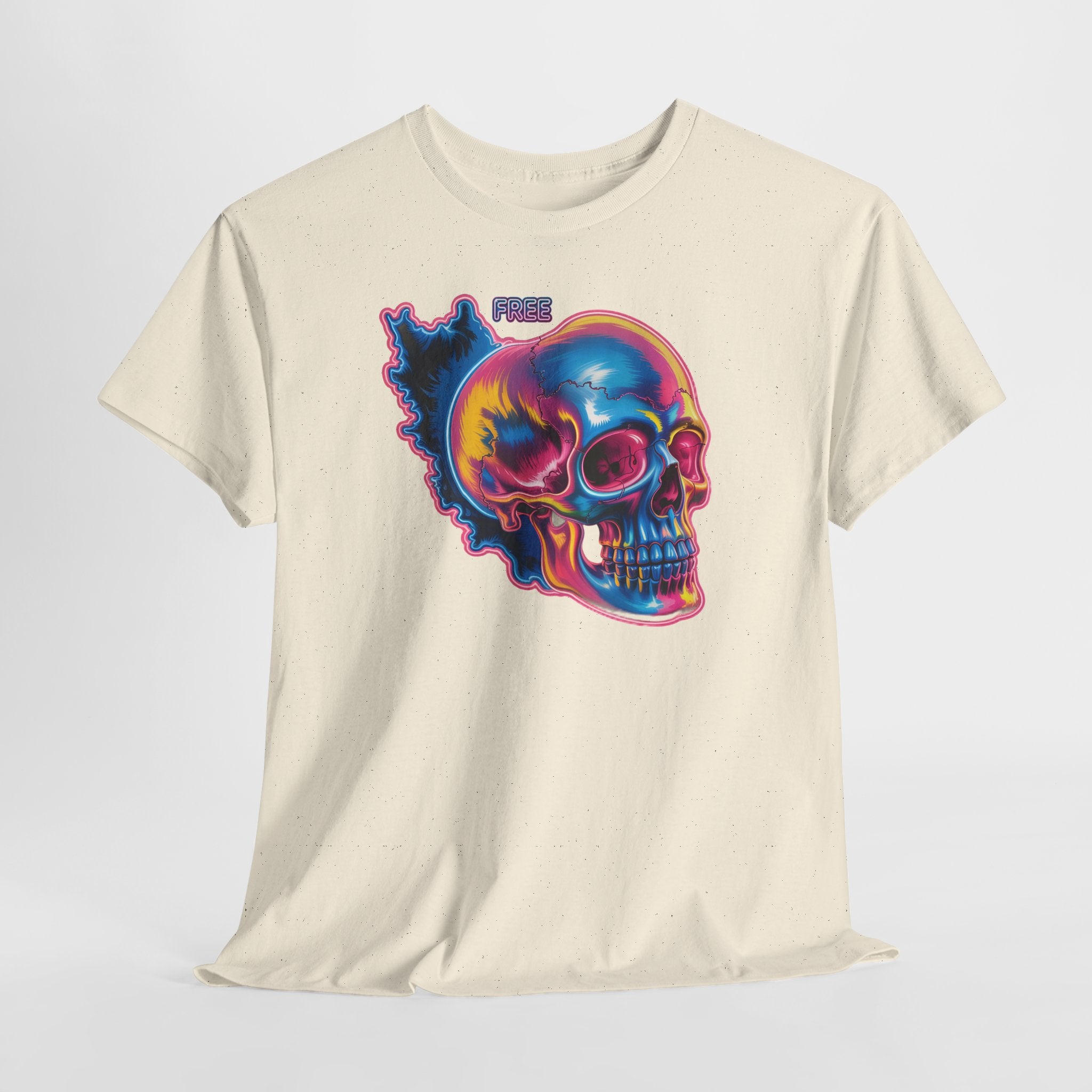 Neon Skull in Iran's map shape T-Shirt — Premium Quality