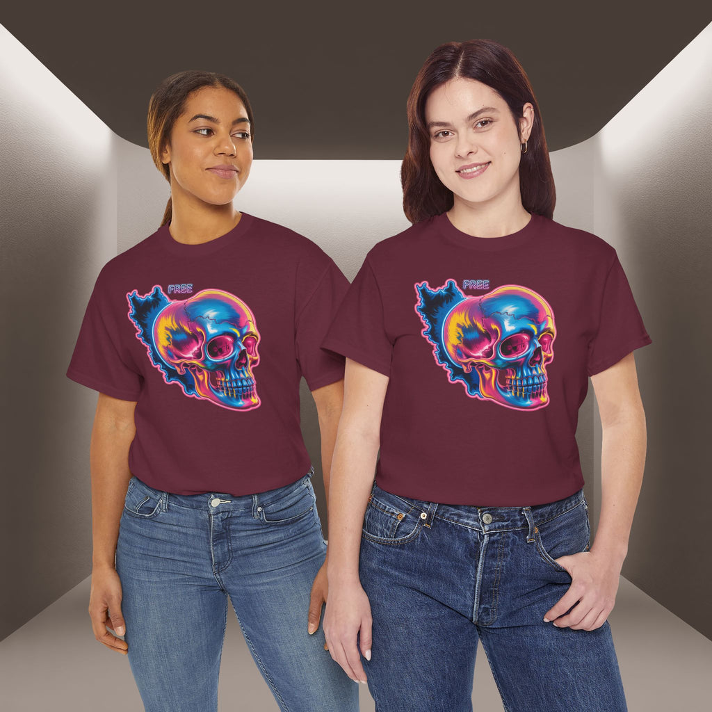 Neon Skull in Iran's map shape T-Shirt — Premium Quality