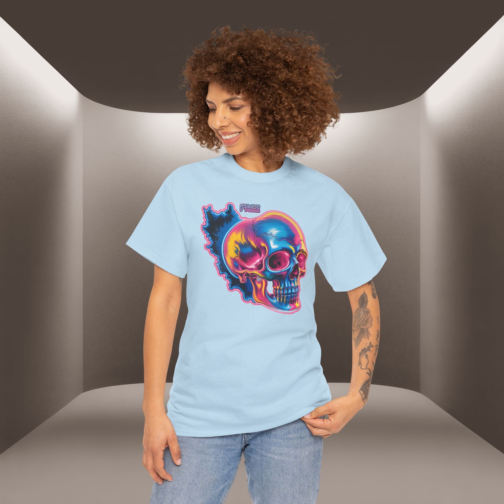 Neon Skull in Iran's map shape T-Shirt — Premium Quality