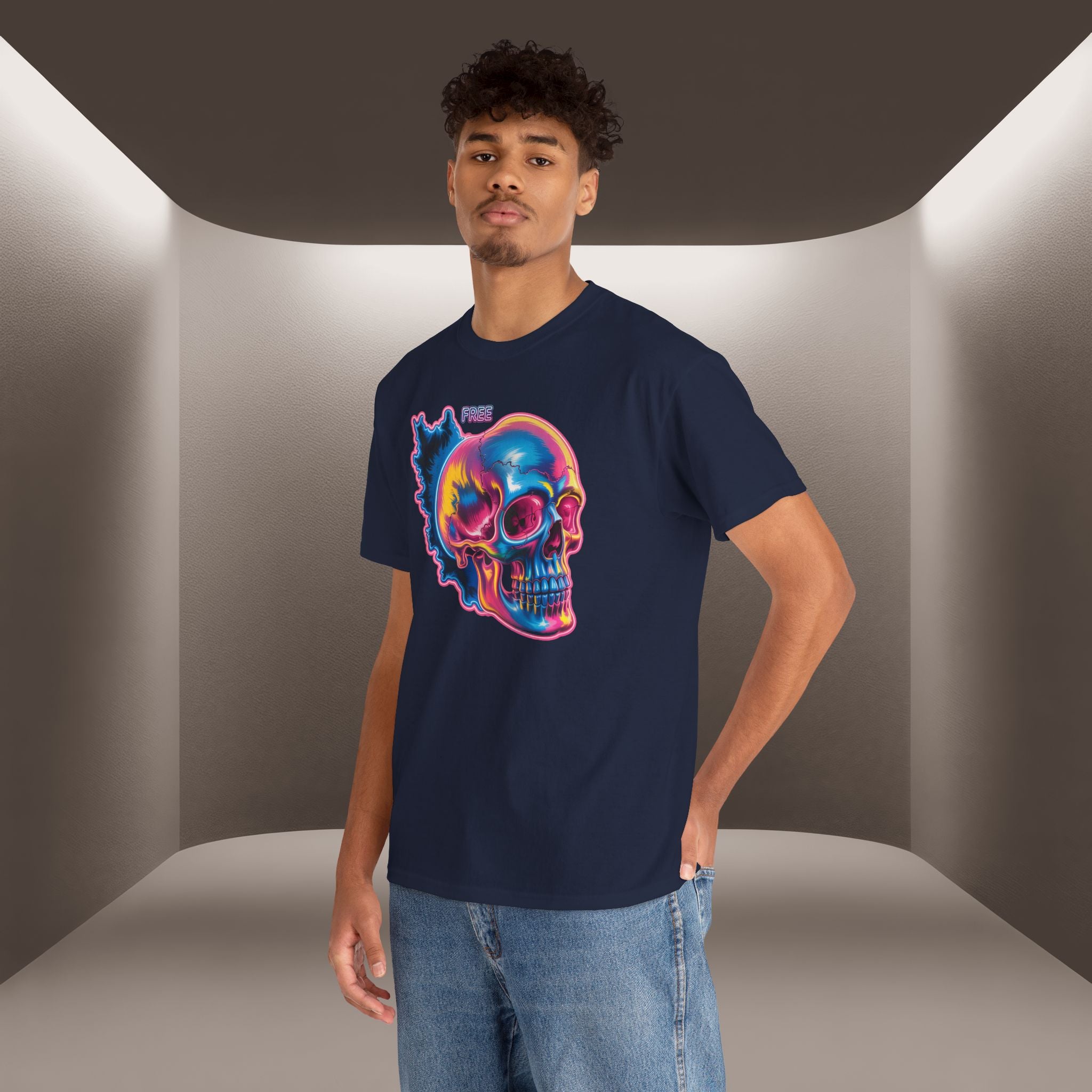 Neon Skull in Iran's map shape T-Shirt — Premium Quality