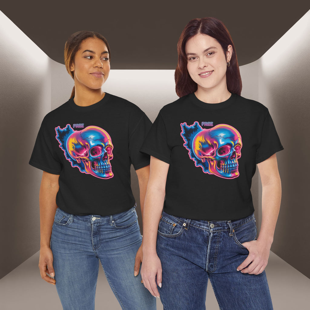 Neon Skull in Iran's map shape T-Shirt — Premium Quality