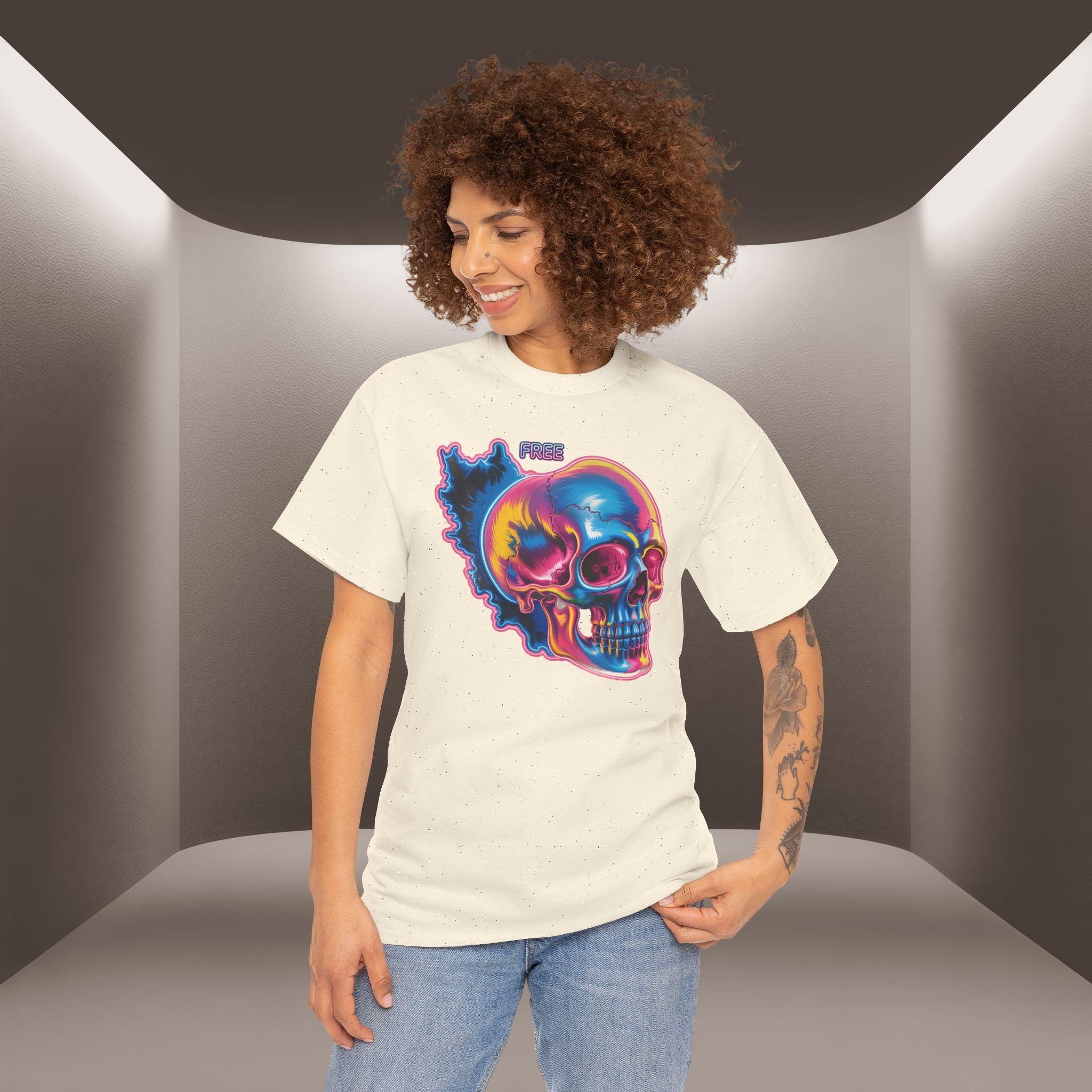 Neon Skull in Iran's map shape T-Shirt — Premium Quality