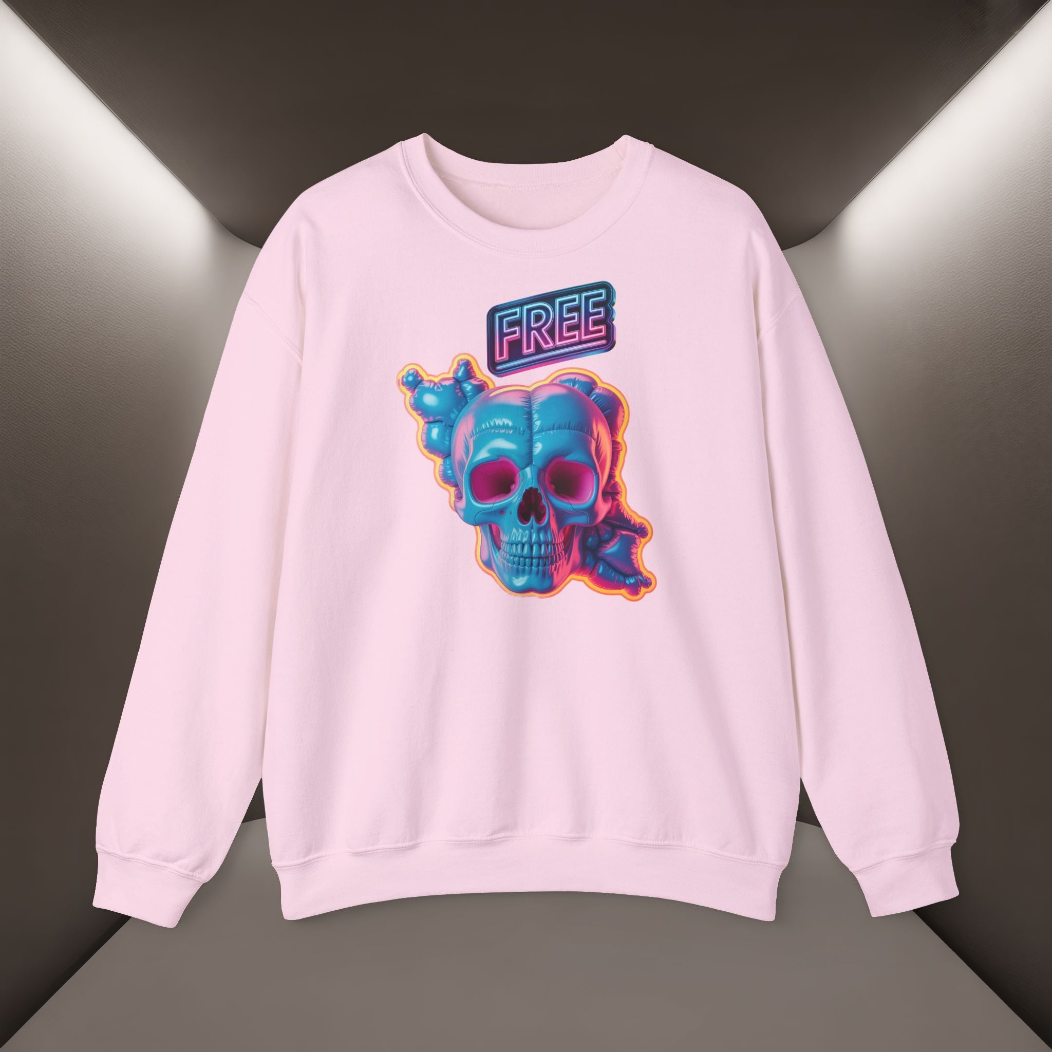 Neon Skull, shape of Iran's Map with 'FREE' sign Sweatshirt- Uniaex, Premium Quality