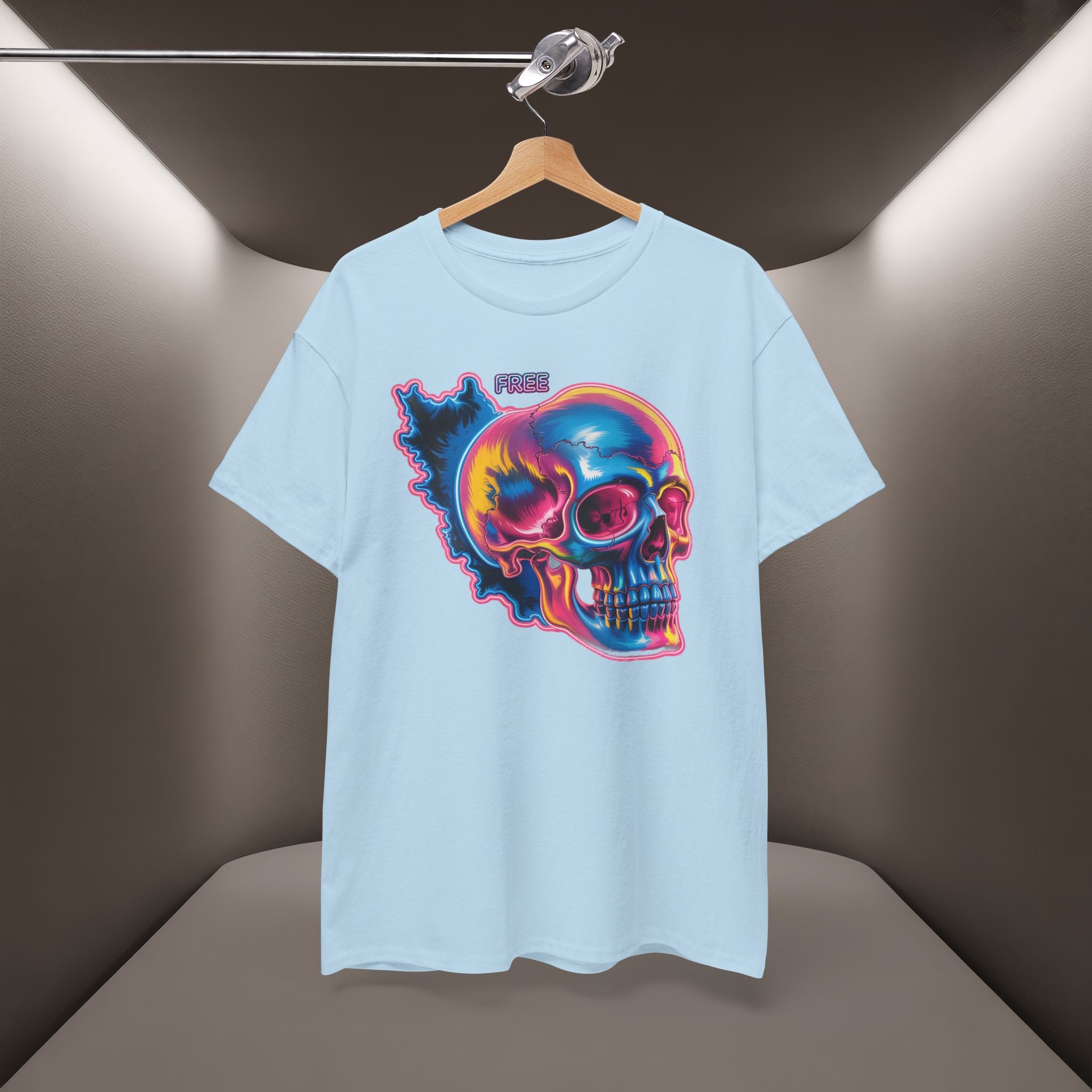 Neon Skull in Iran's map shape T-Shirt — Premium Quality