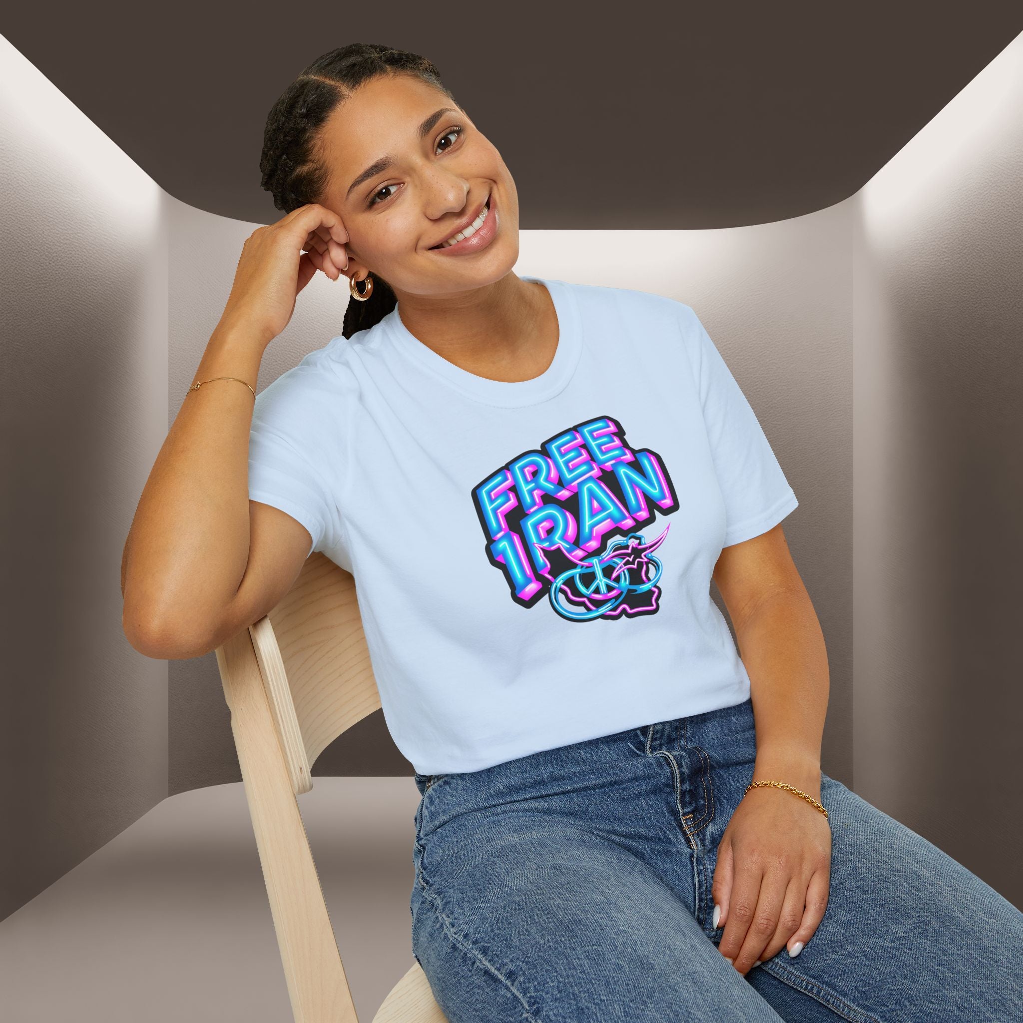 Free Iran T-Shirt — Neon design, Premium Quality