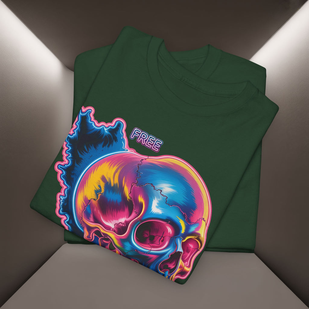 Neon Skull in Iran's map shape T-Shirt — Premium Quality