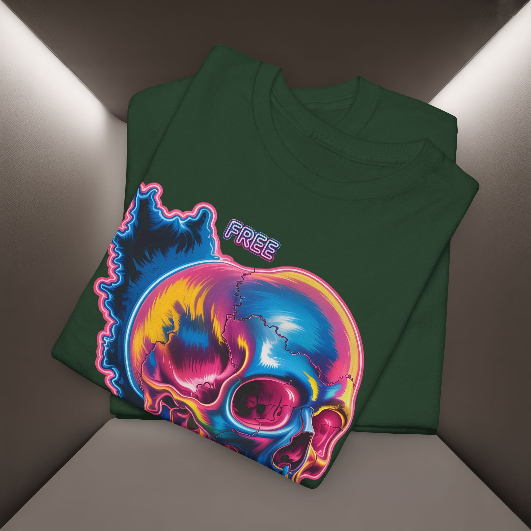 Neon Skull in Iran's map shape T-Shirt — Premium Quality