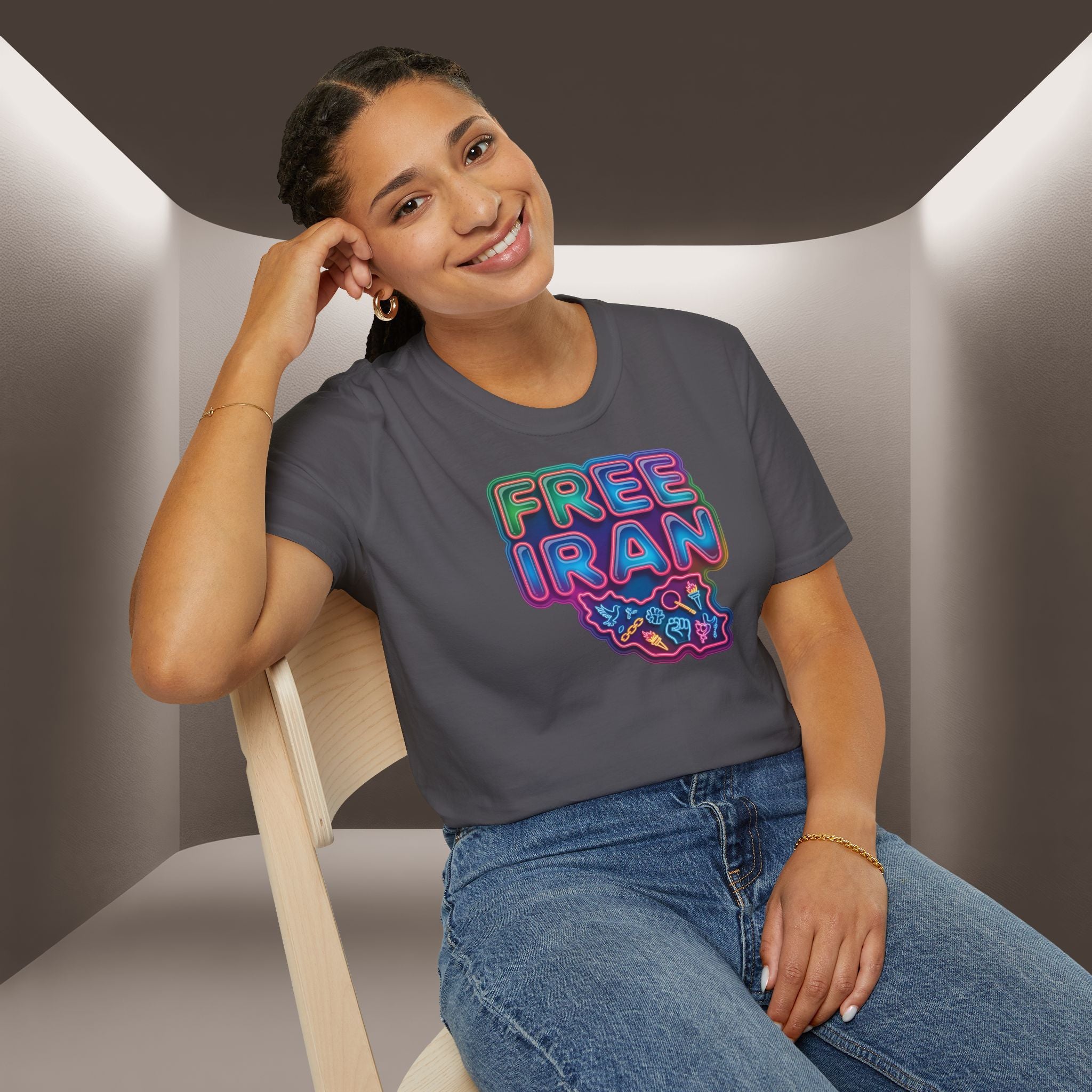 Free Iran T-Shirt — Neon Style, Premium Quality