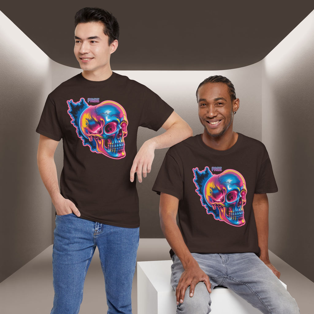 Neon Skull in Iran's map shape T-Shirt — Premium Quality