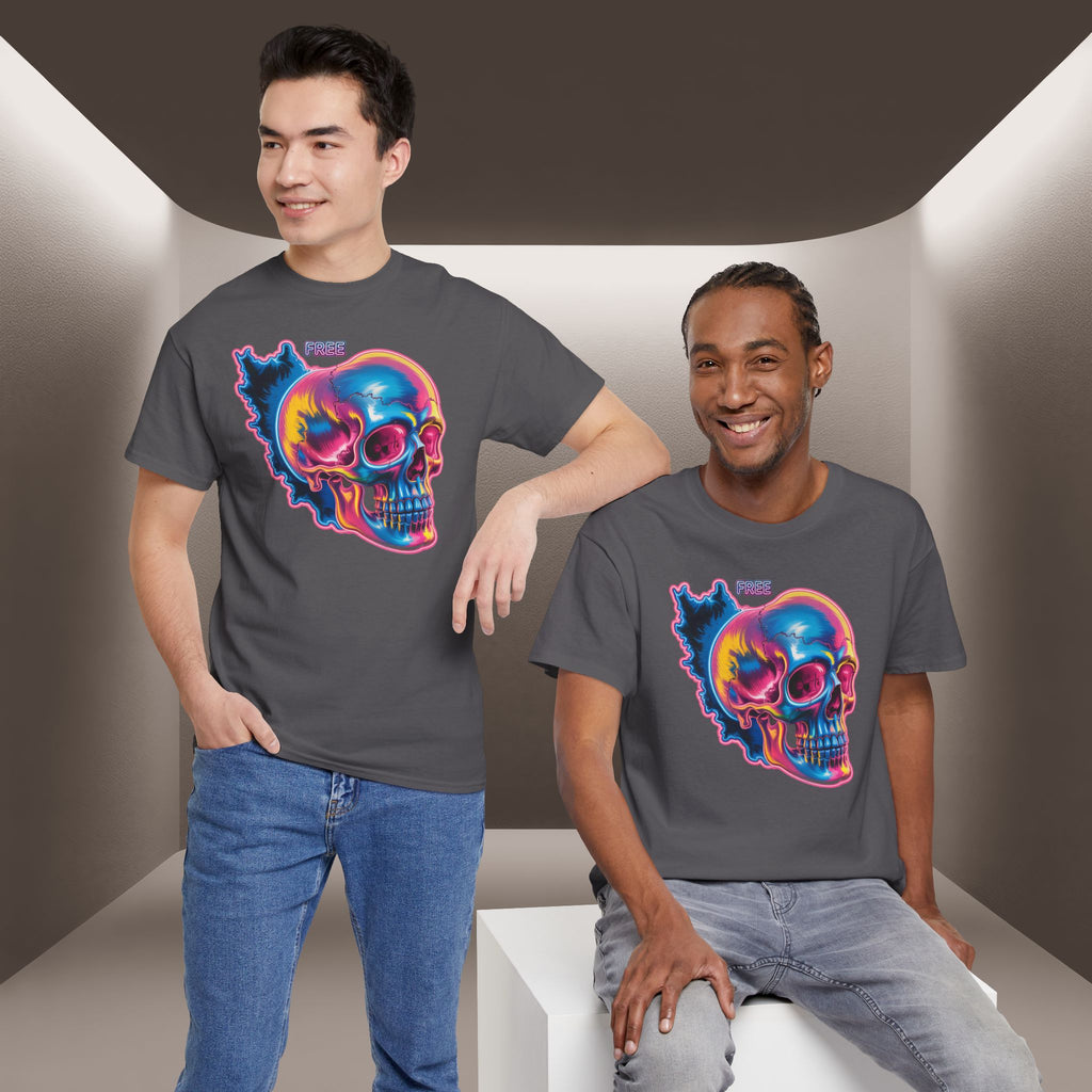 Neon Skull in Iran's map shape T-Shirt — Premium Quality