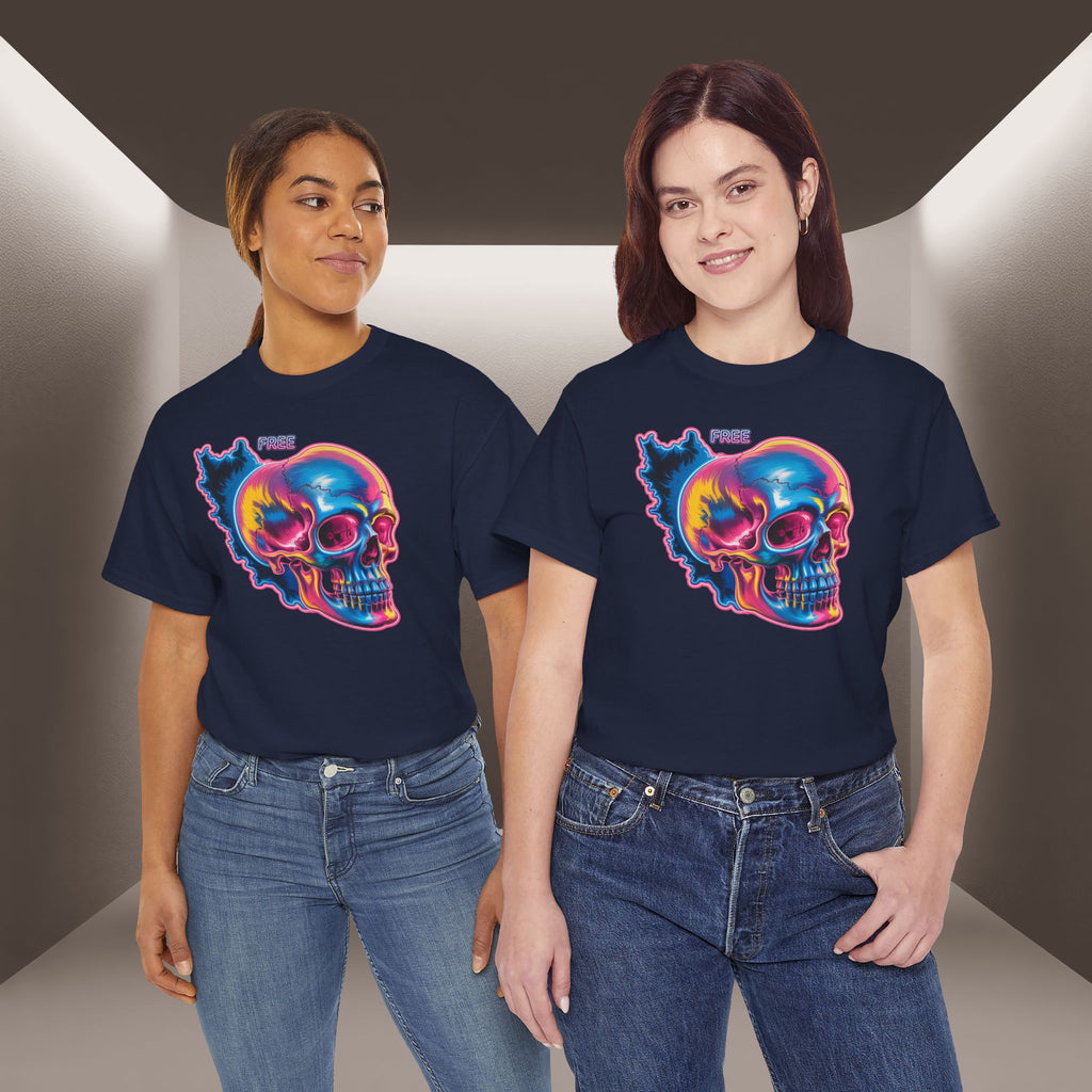 Neon Skull in Iran's map shape T-Shirt — Premium Quality