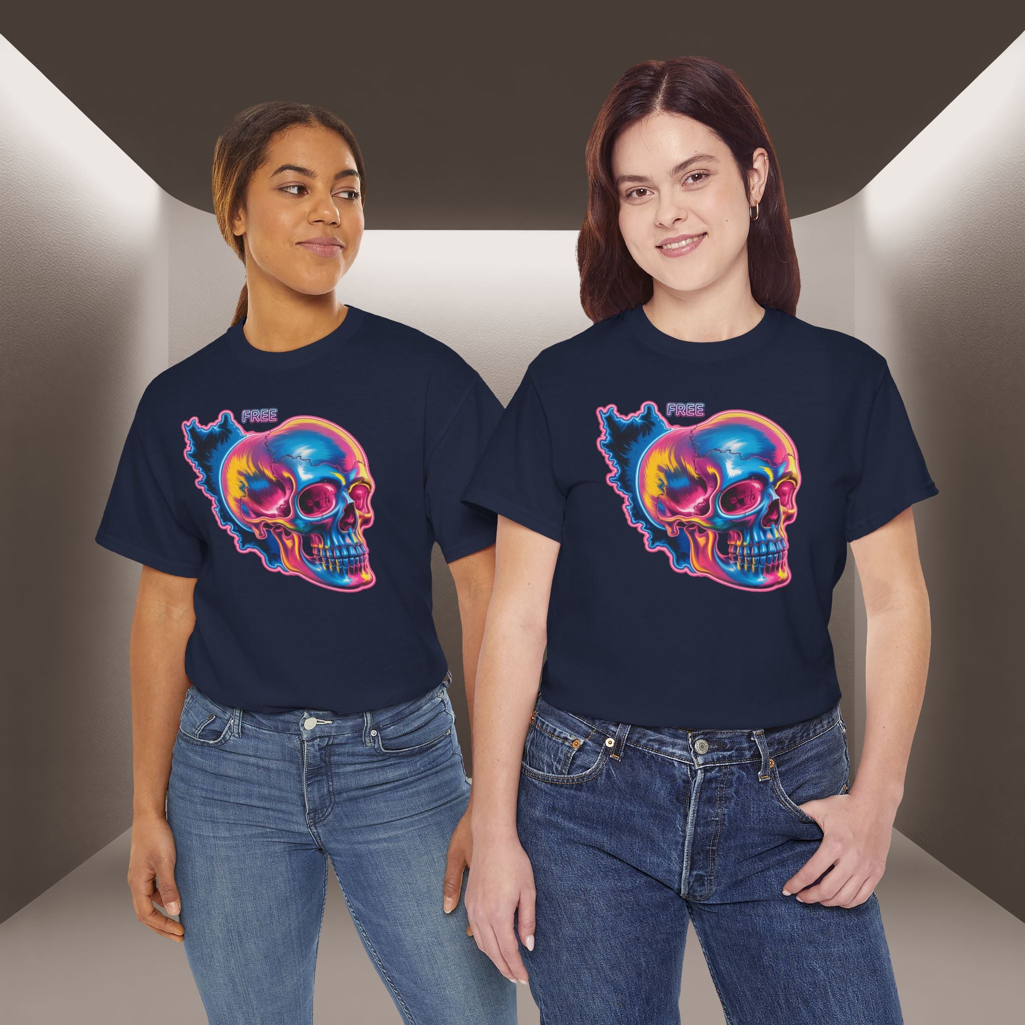 Neon Skull in Iran's map shape T-Shirt — Premium Quality