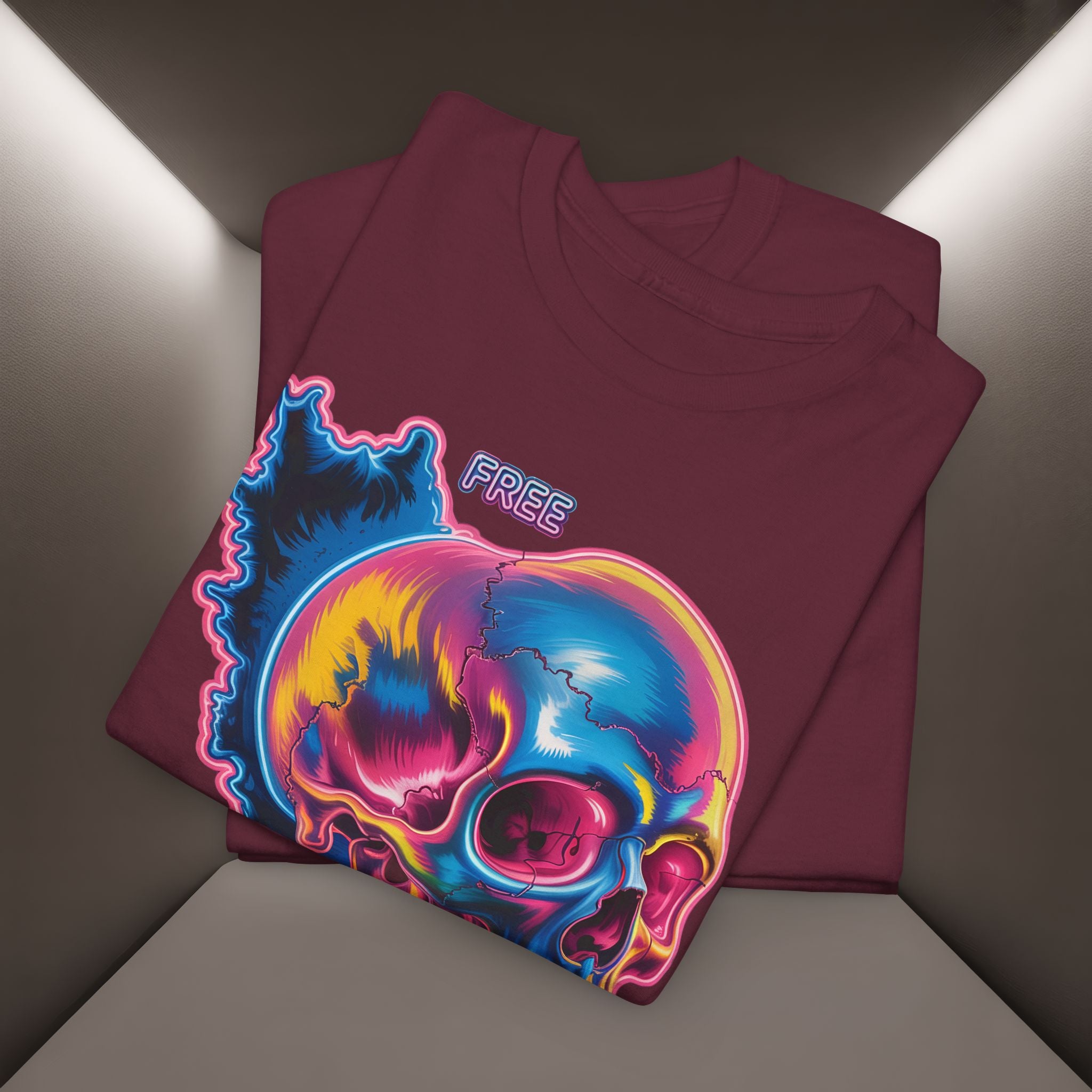 Neon Skull in Iran's map shape T-Shirt — Premium Quality