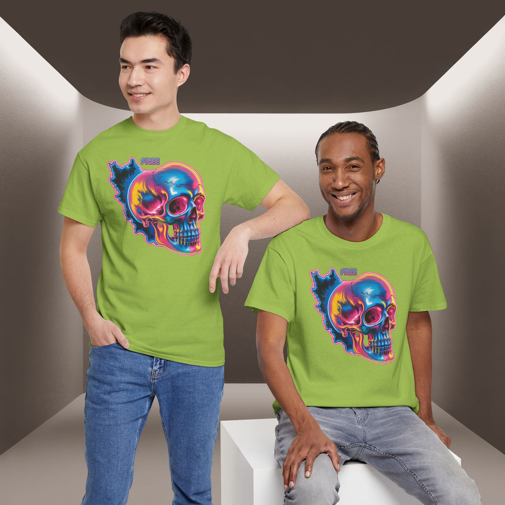 Neon Skull in Iran's map shape T-Shirt — Premium Quality