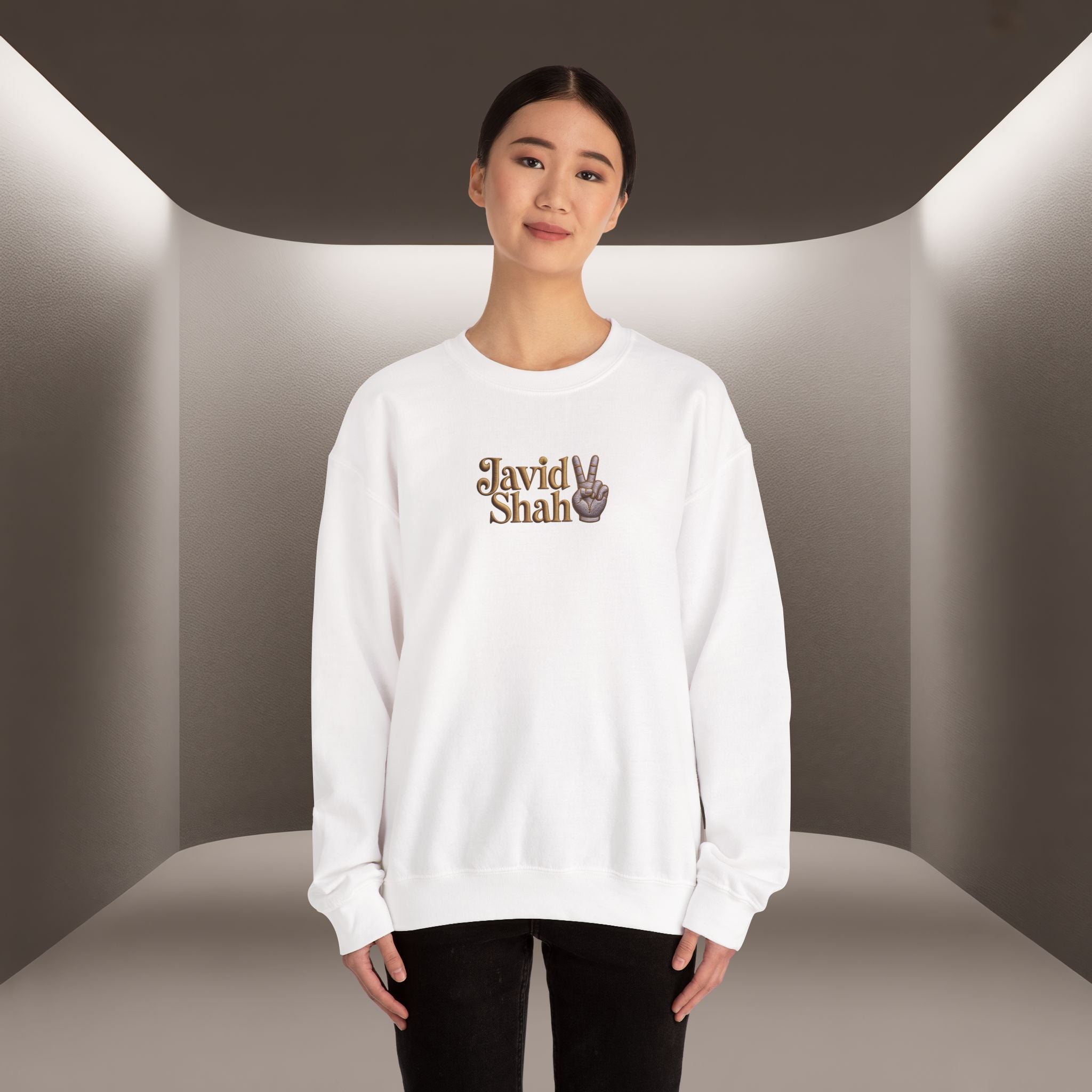 Javid Shah Peace Sign printed Sweatshirt — Vintage Script Logo Crewneck