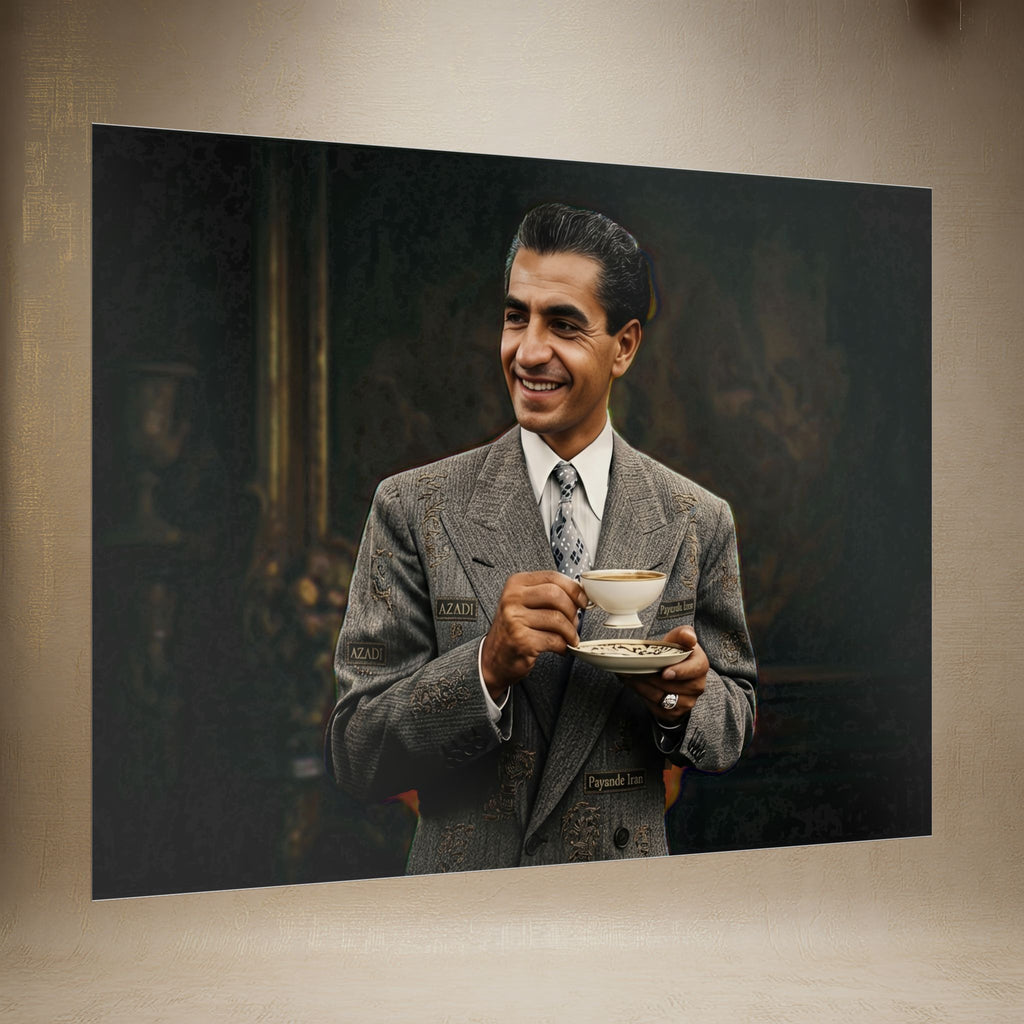 The Gentleman "Shah" of Iran is Drinking Tea, Digital Art Poster — Rolled Art Print