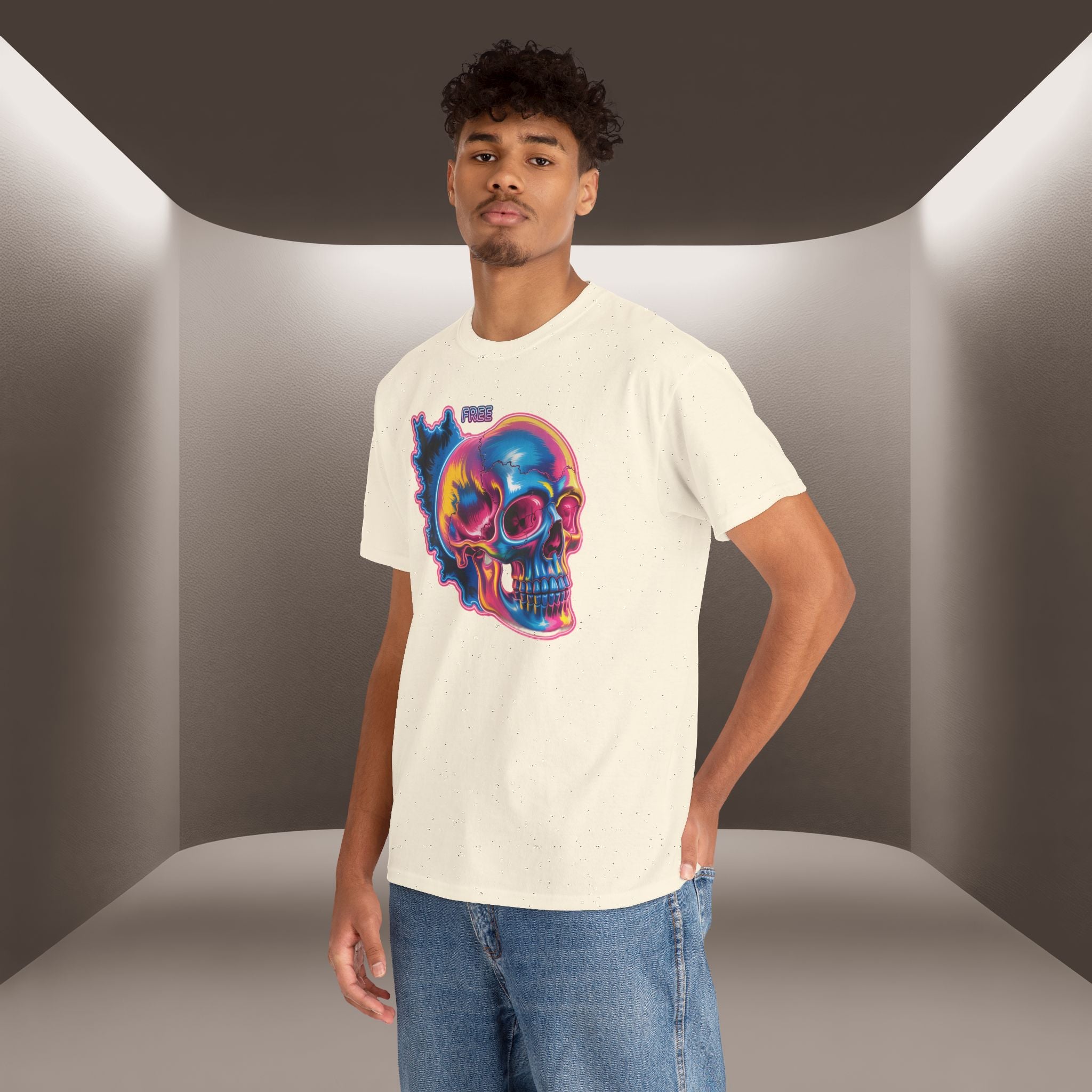 Neon Skull in Iran's map shape T-Shirt — Premium Quality