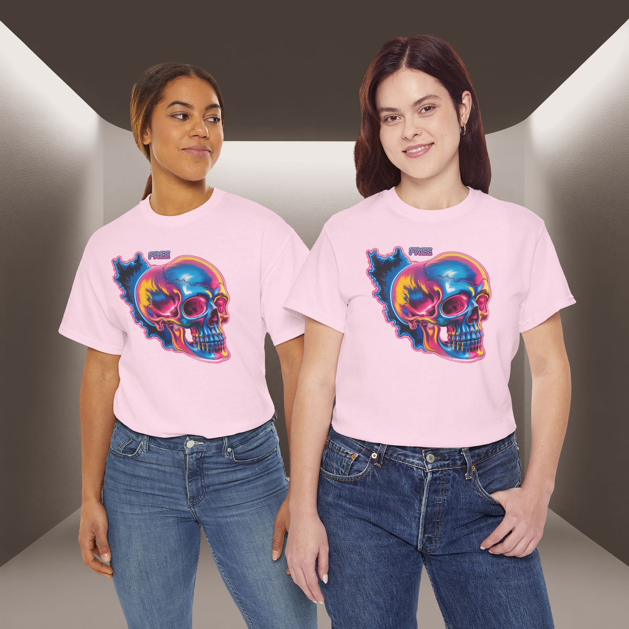Neon Skull in Iran's map shape T-Shirt — Premium Quality