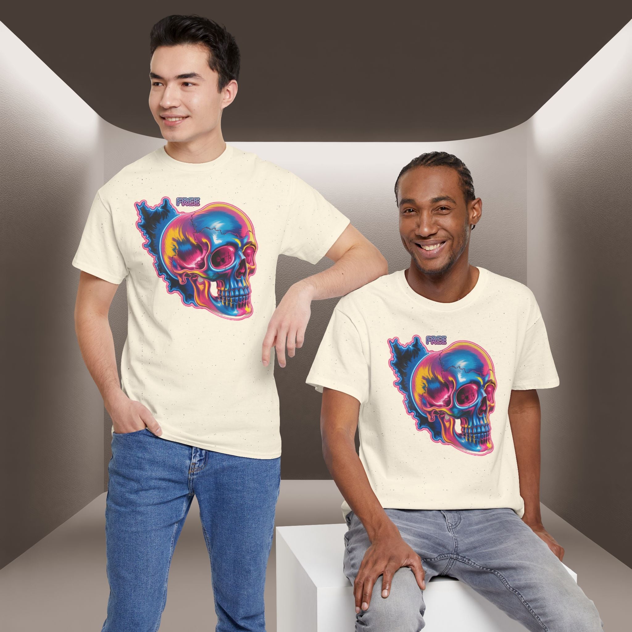 Neon Skull in Iran's map shape T-Shirt — Premium Quality
