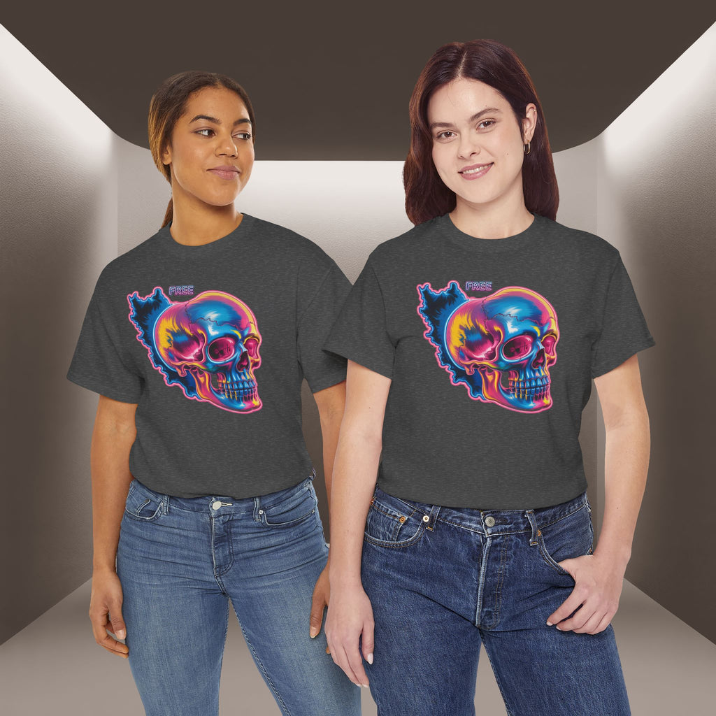 Neon Skull in Iran's map shape T-Shirt — Premium Quality