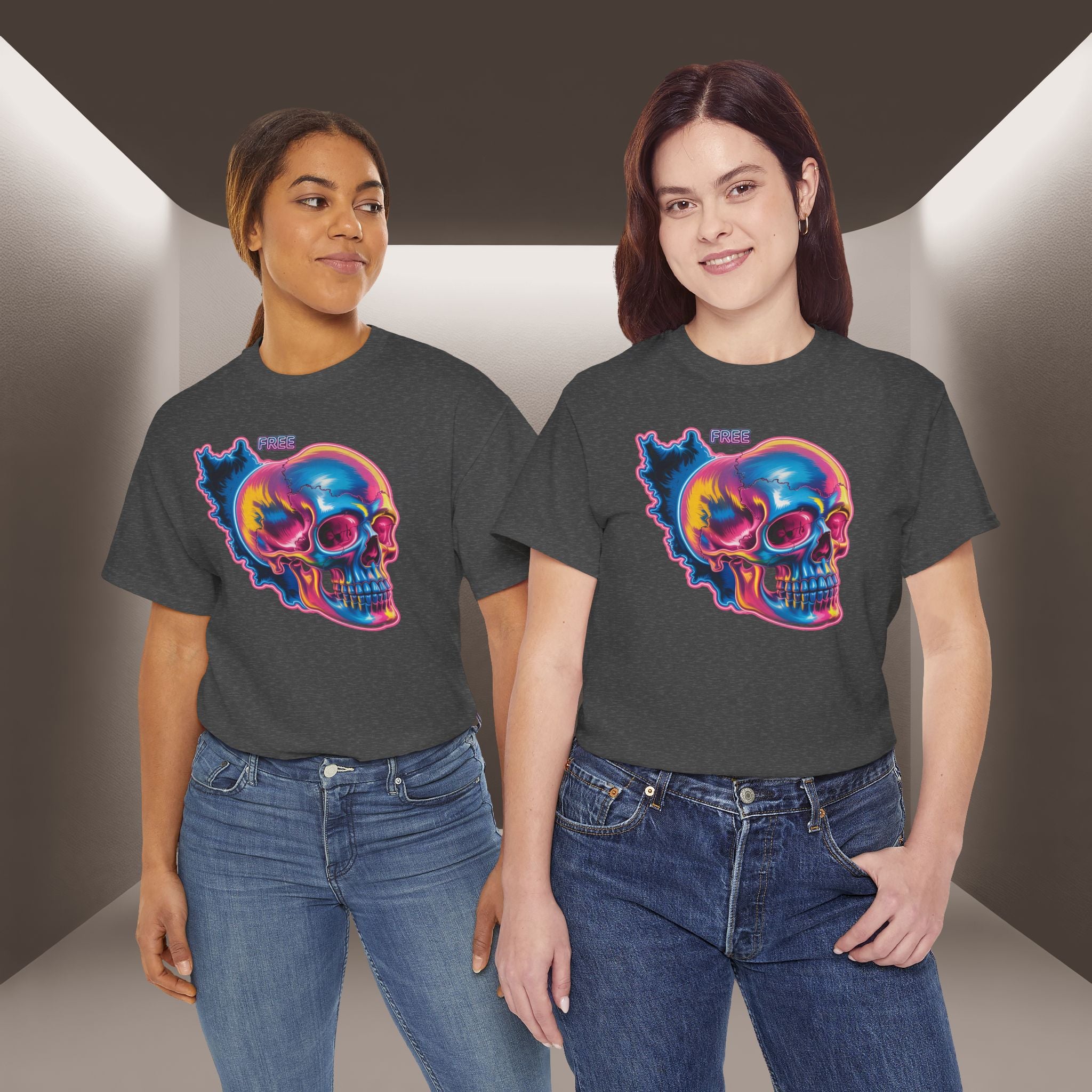 Neon Skull in Iran's map shape T-Shirt — Premium Quality