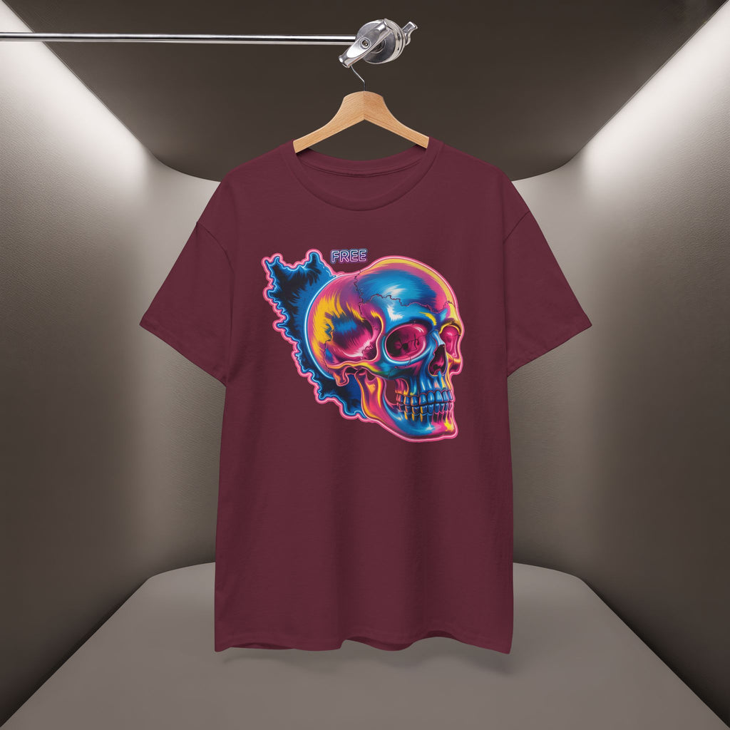 Neon Skull in Iran's map shape T-Shirt — Premium Quality