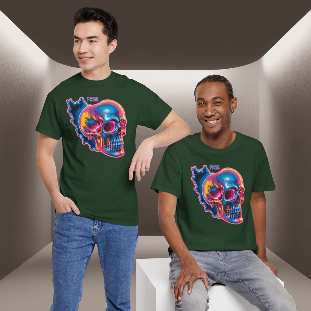 Neon Skull in Iran's map shape T-Shirt — Premium Quality