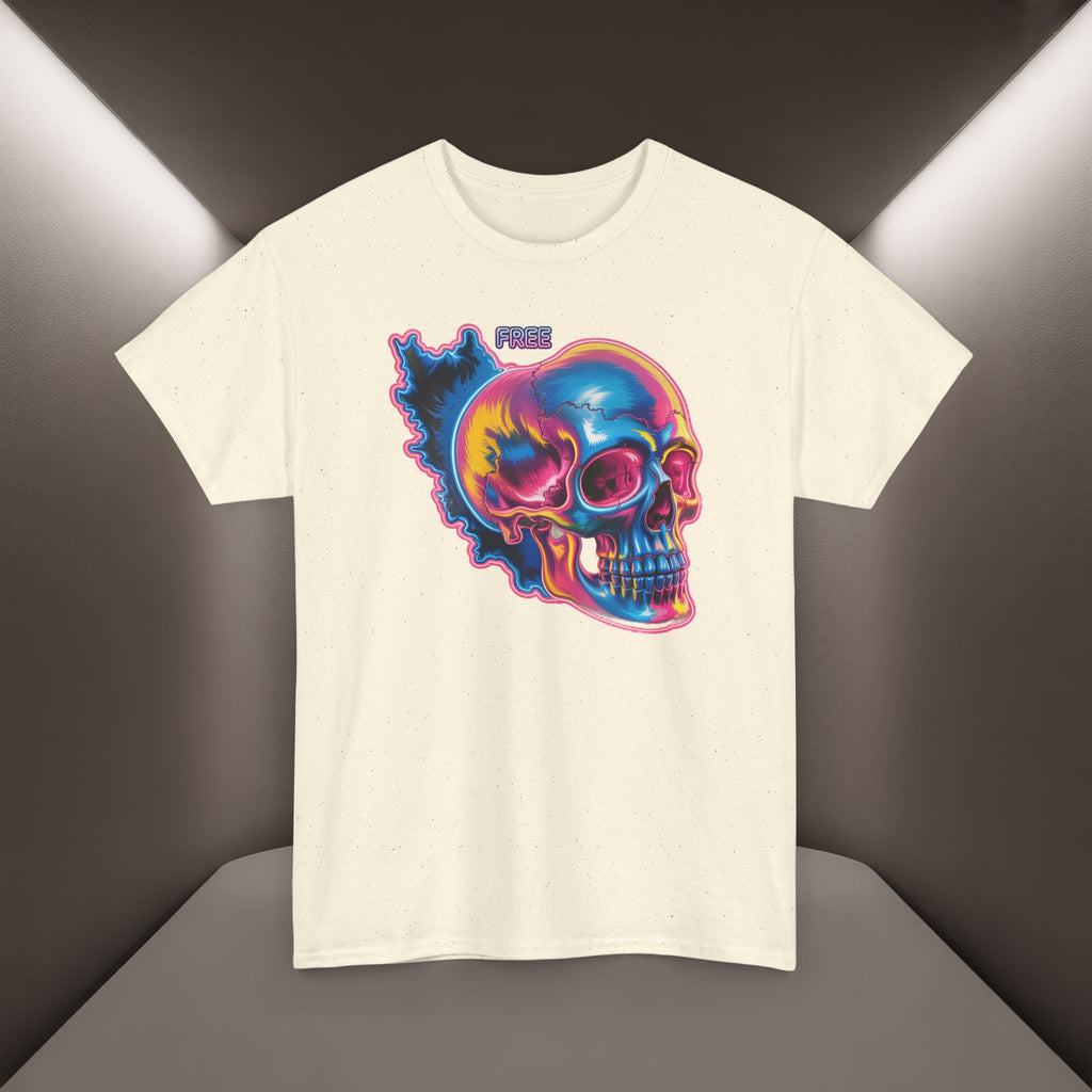 Neon Skull in Iran's map shape T-Shirt — Premium Quality