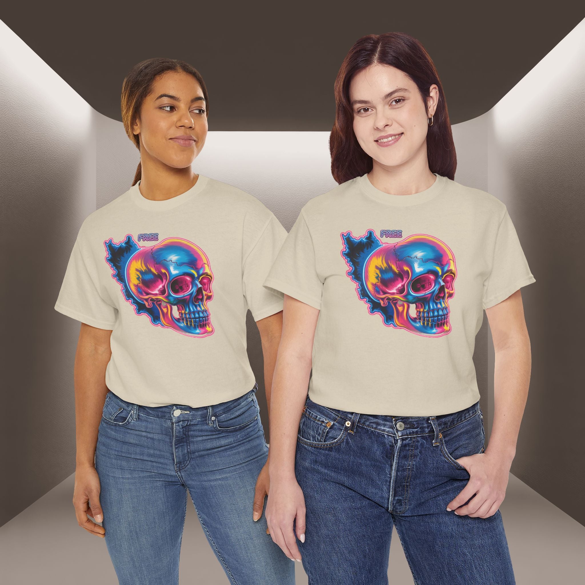 Neon Skull in Iran's map shape T-Shirt — Premium Quality