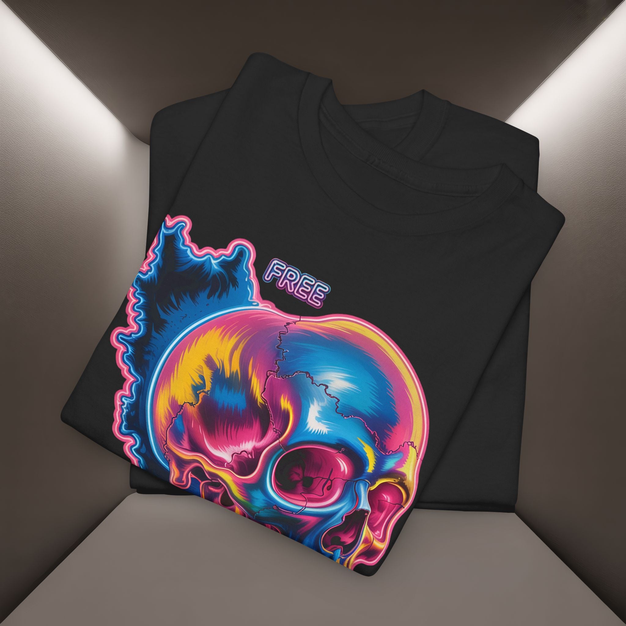 Neon Skull in Iran's map shape T-Shirt — Premium Quality