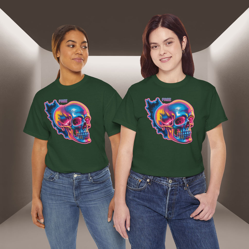 Neon Skull in Iran's map shape T-Shirt — Premium Quality
