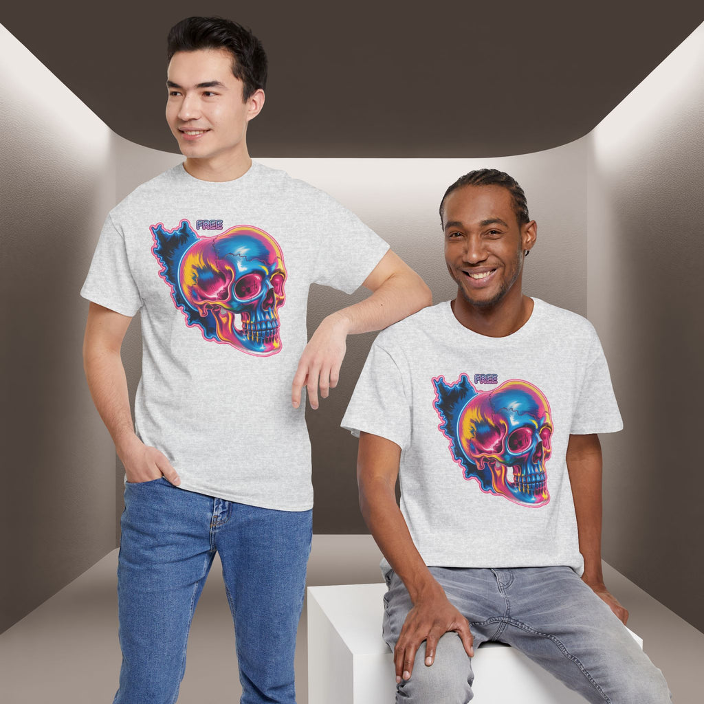 Neon Skull in Iran's map shape T-Shirt — Premium Quality