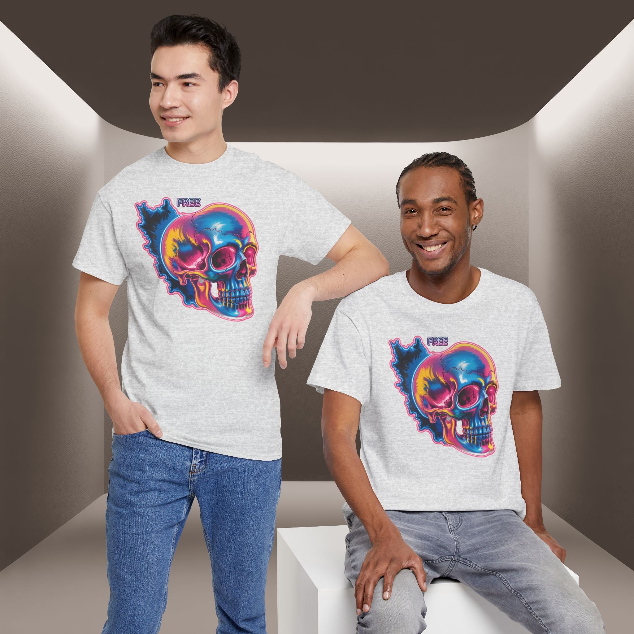 Neon Skull in Iran's map shape T-Shirt — Premium Quality