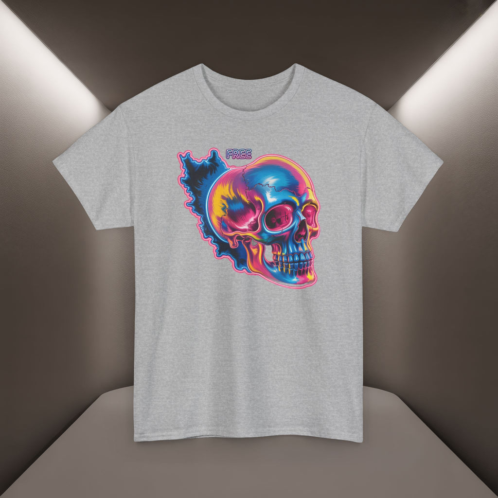Neon Skull in Iran's map shape T-Shirt — Premium Quality