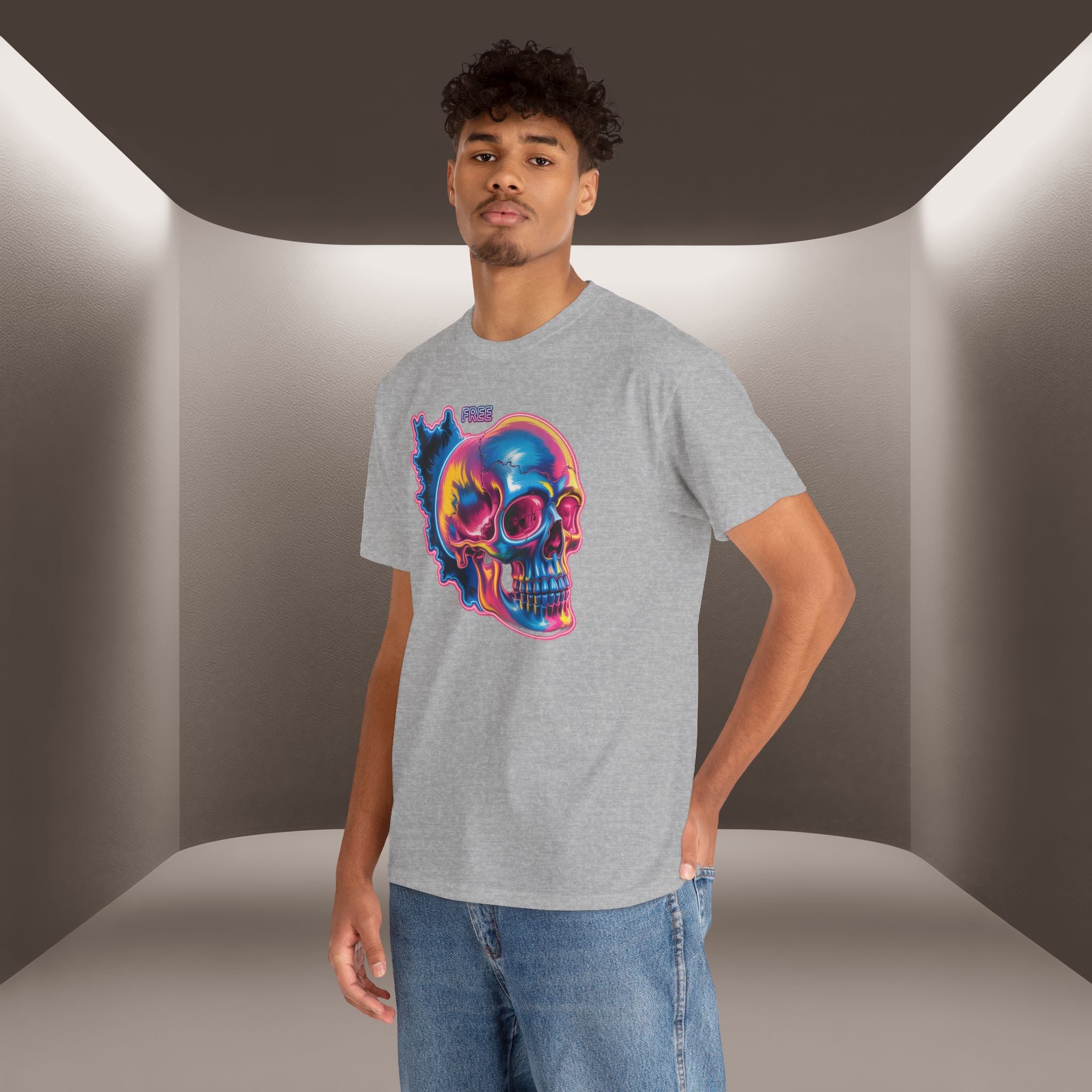 Neon Skull in Iran's map shape T-Shirt — Premium Quality