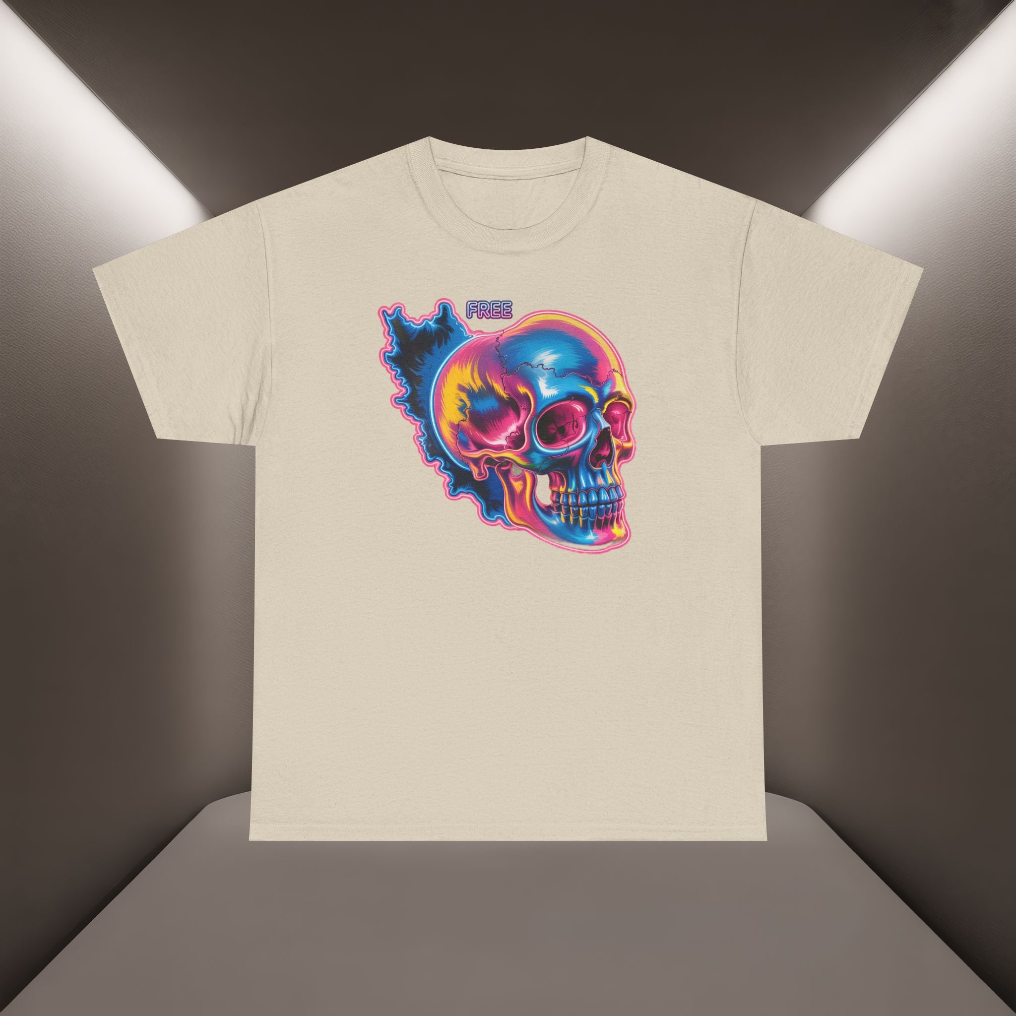 Neon Skull in Iran's map shape T-Shirt — Premium Quality