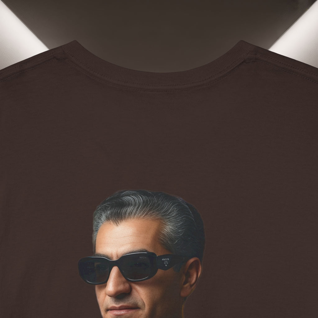 Mohammadreza Pahlavi the former "King" of Iran Portrait —Front: Iran's map patch