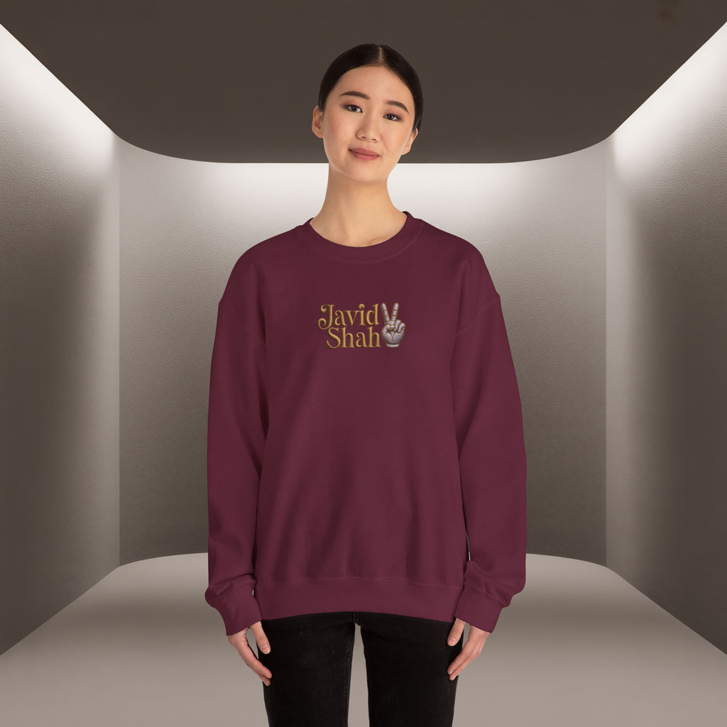 Javid Shah Peace Sign printed Sweatshirt — Vintage Script Logo Crewneck