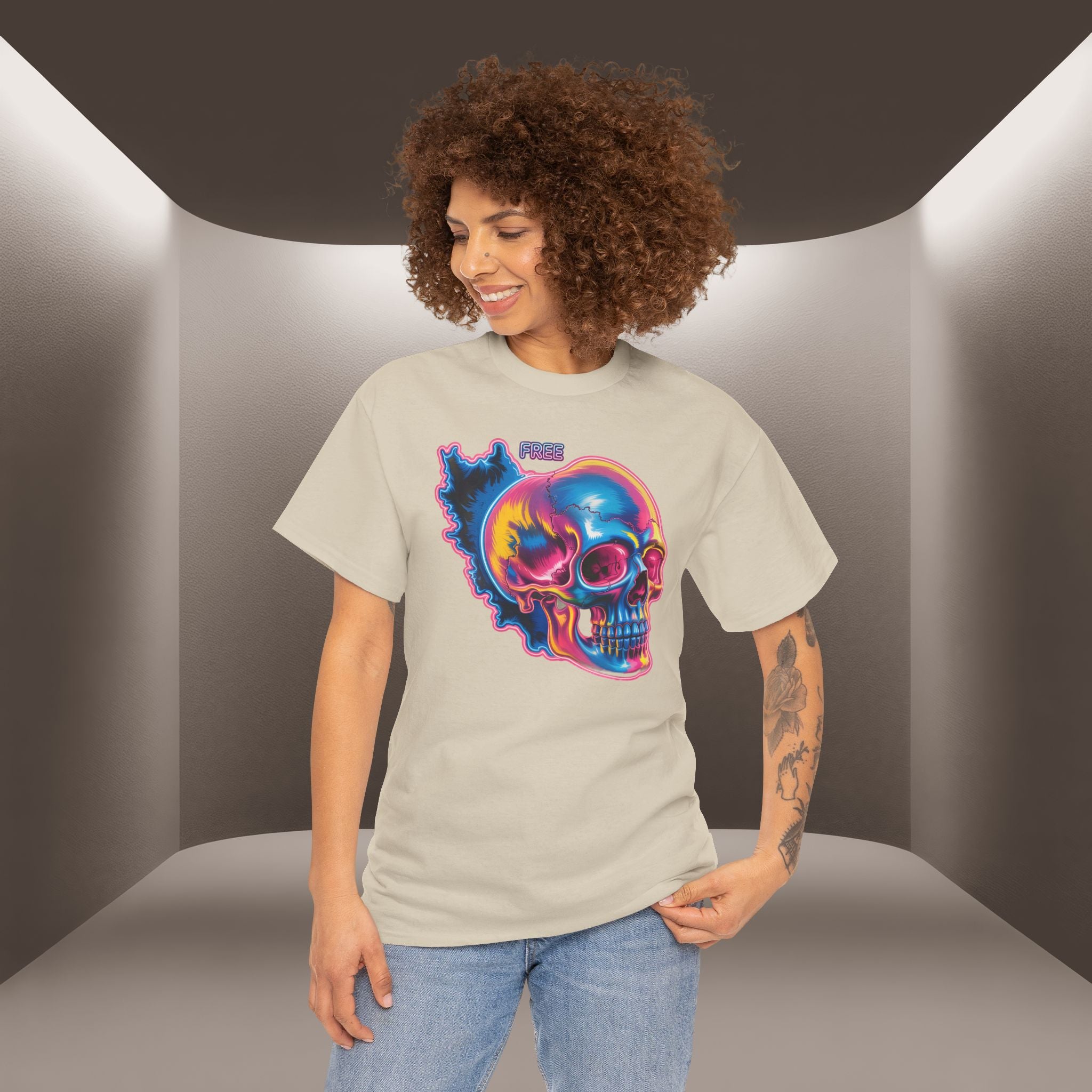 Neon Skull in Iran's map shape T-Shirt — Premium Quality