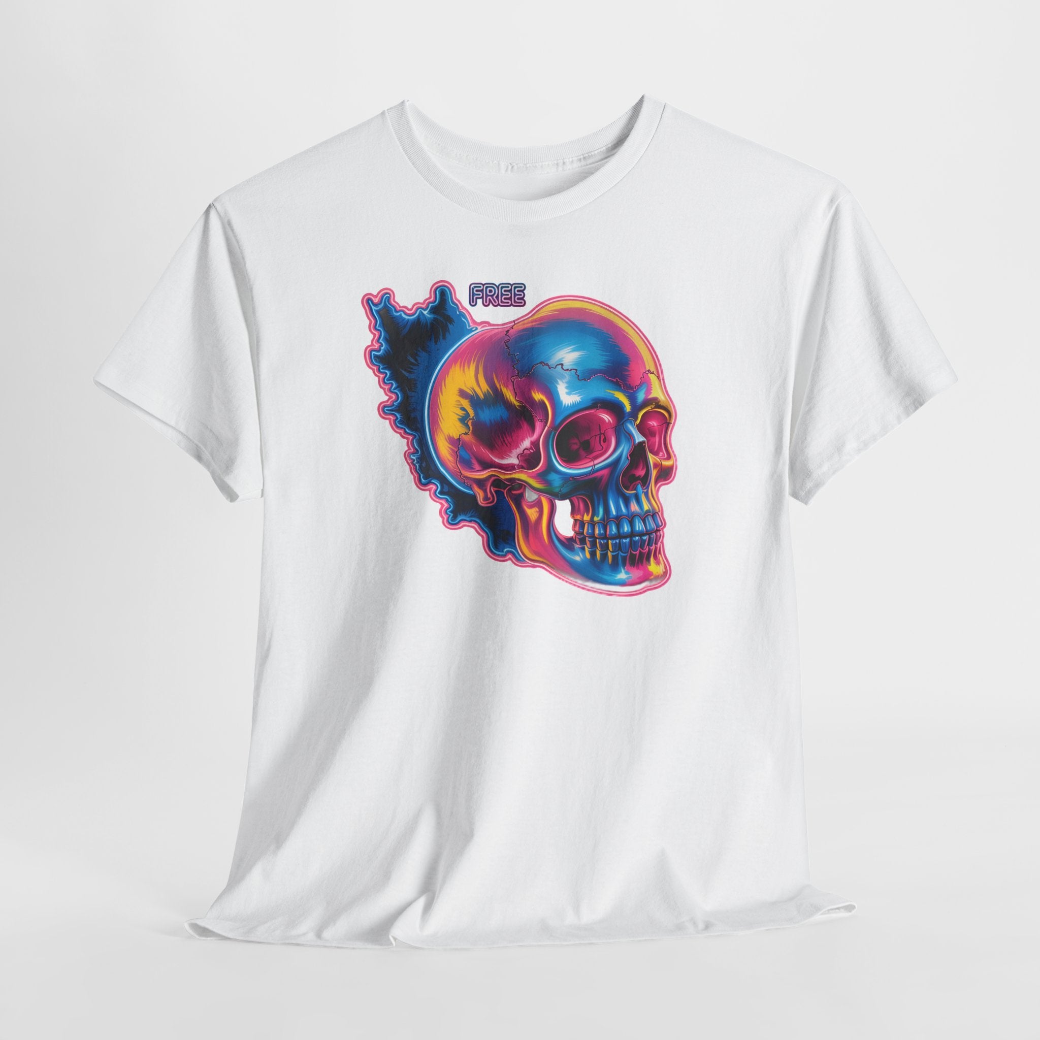Neon Skull in Iran's map shape T-Shirt — Premium Quality