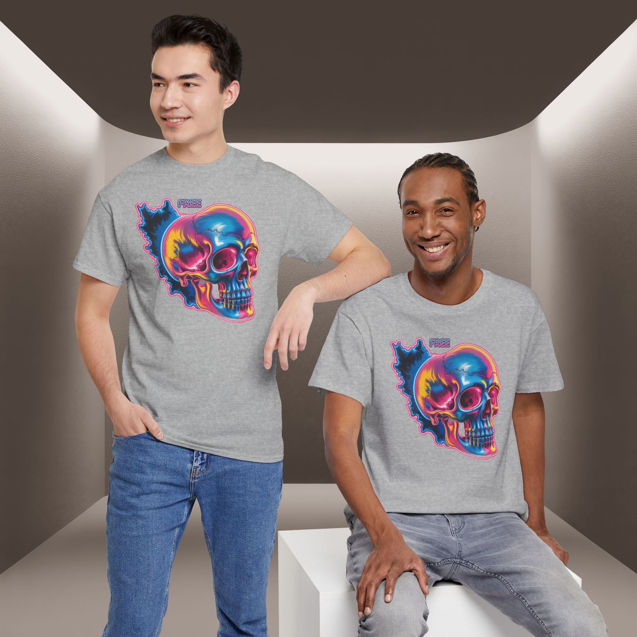 Neon Skull in Iran's map shape T-Shirt — Premium Quality