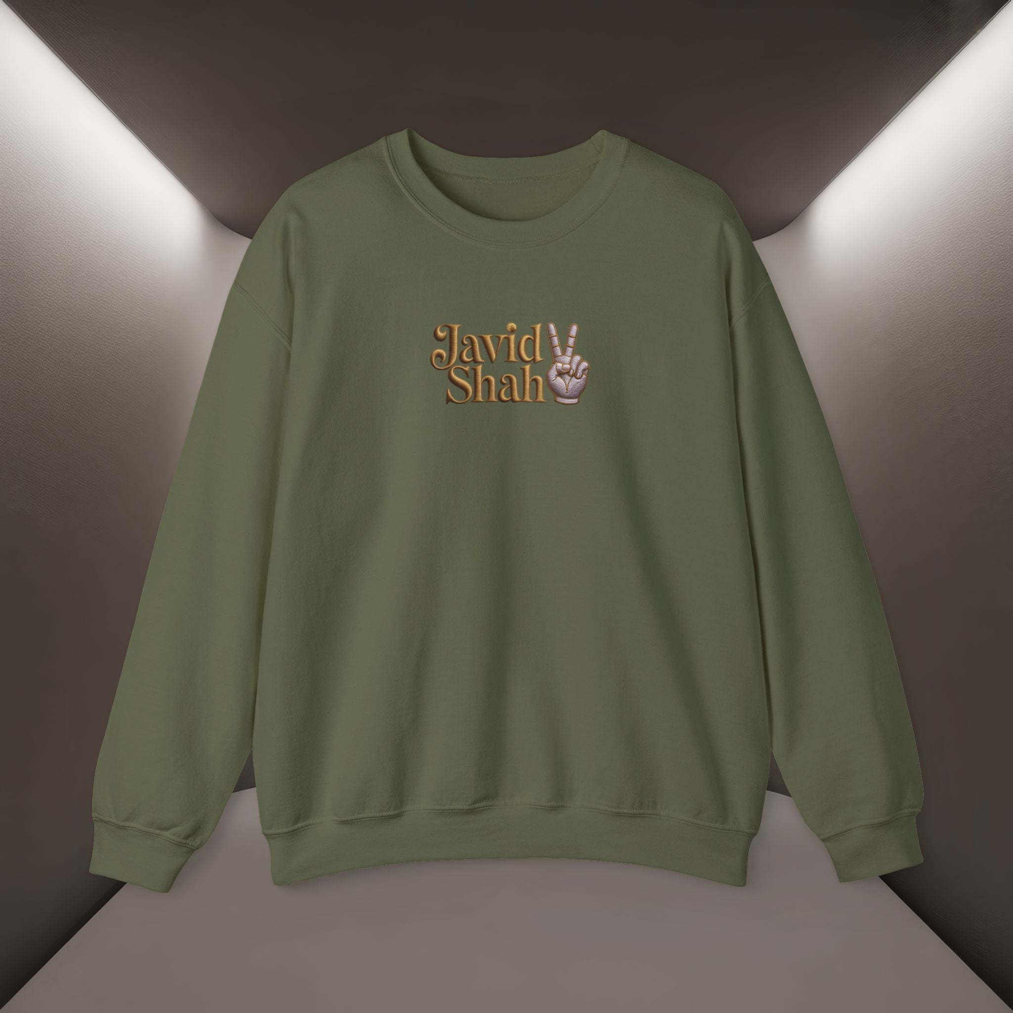 Javid Shah Peace Sign printed Sweatshirt — Vintage Script Logo Crewneck