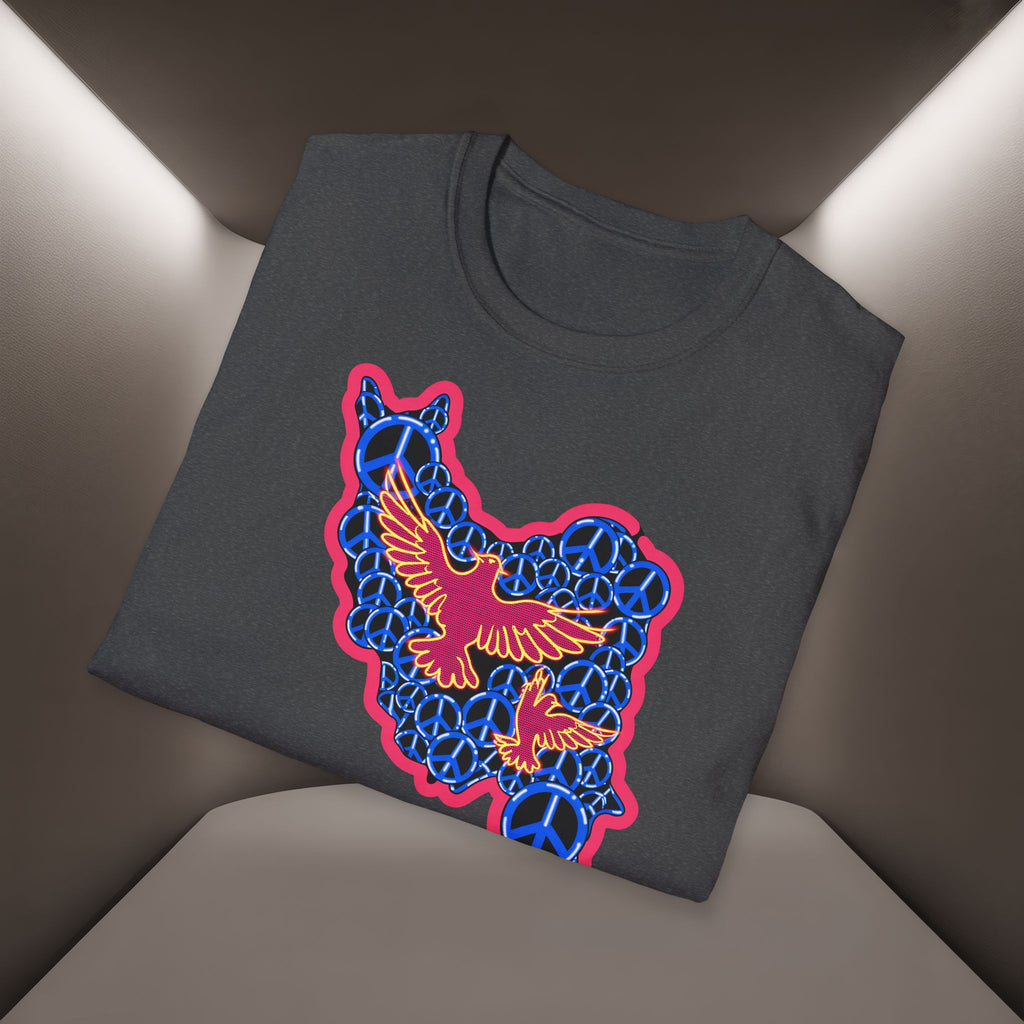 Free Iran Graphic T-Shirt — Iran Map with Peace symbols- Premium Quality