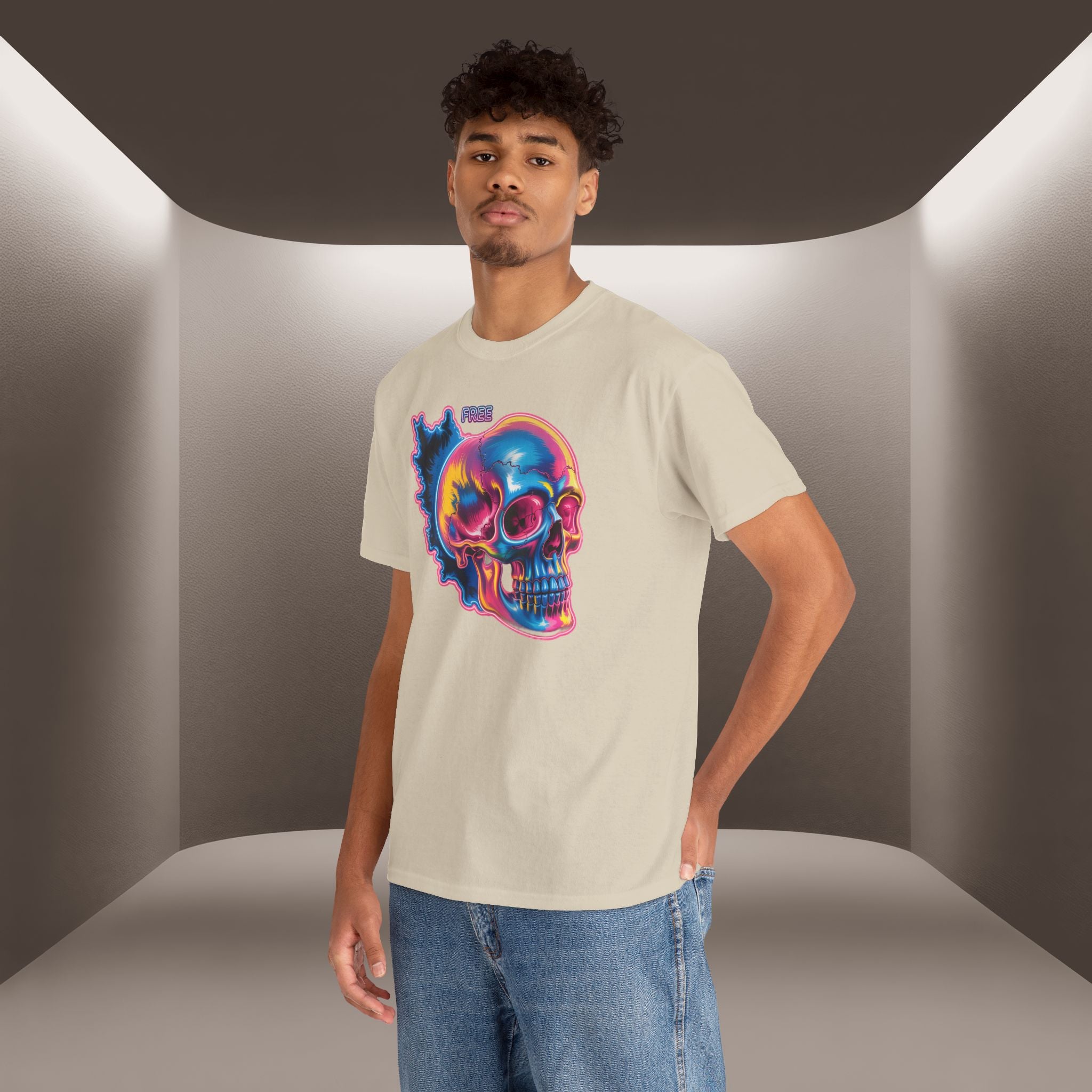 Neon Skull in Iran's map shape T-Shirt — Premium Quality