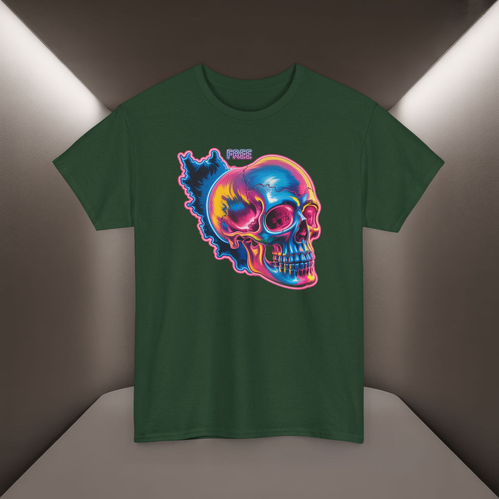 Neon Skull in Iran's map shape T-Shirt — Premium Quality