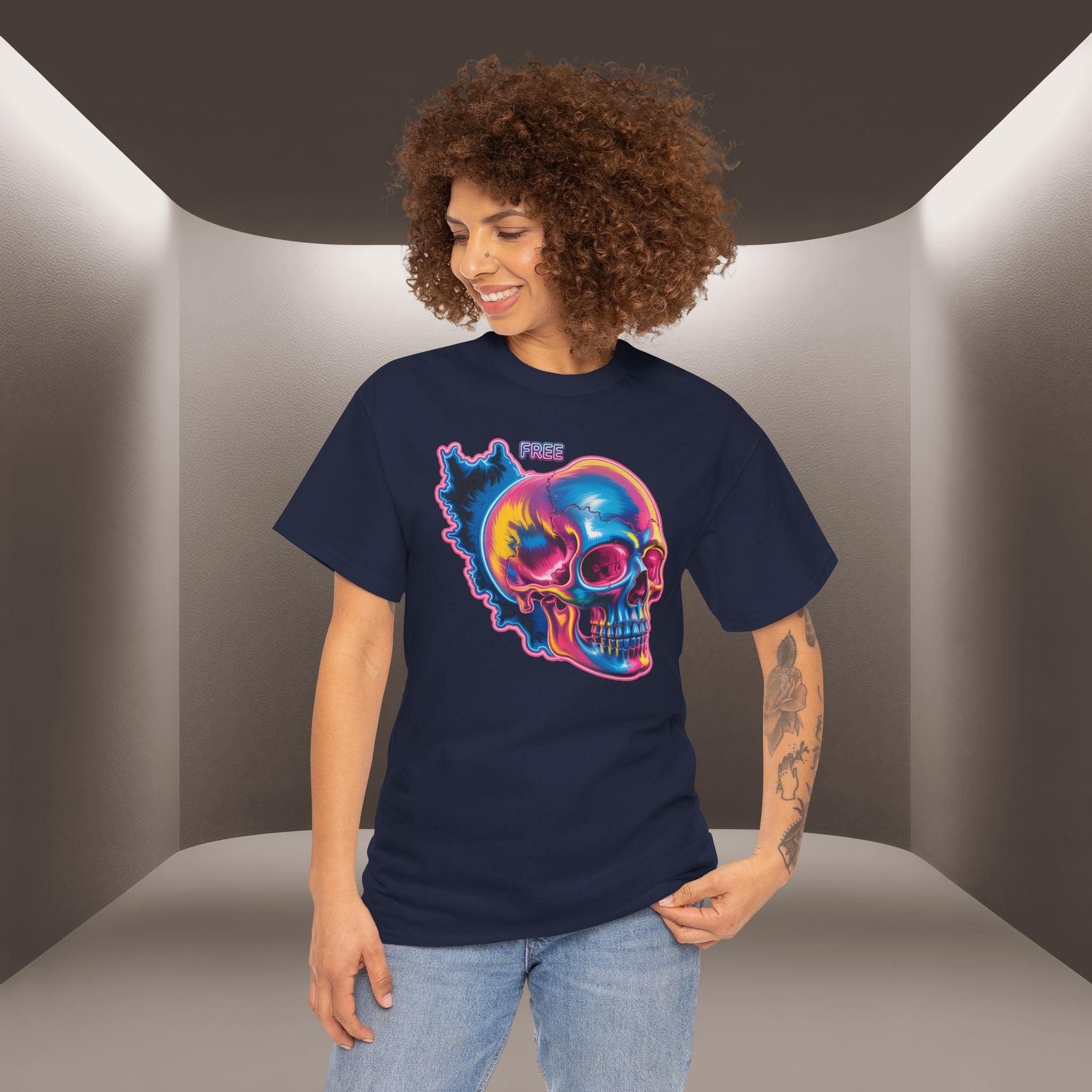 Neon Skull in Iran's map shape T-Shirt — Premium Quality