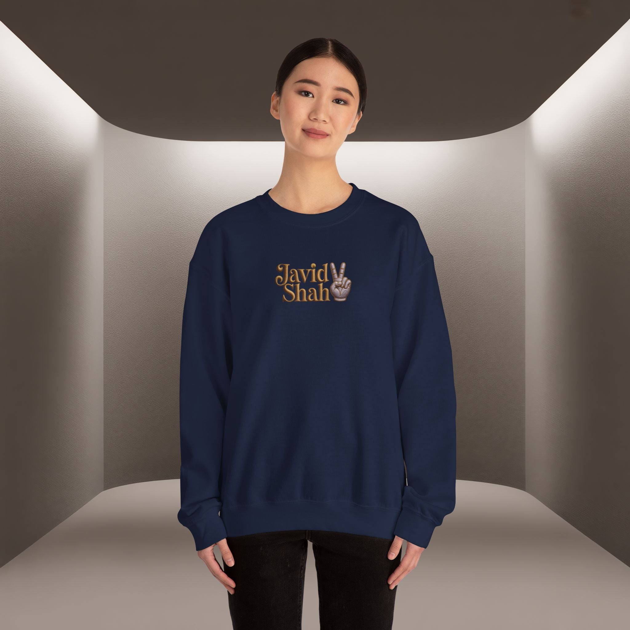 Javid Shah Peace Sign printed Sweatshirt — Vintage Script Logo Crewneck